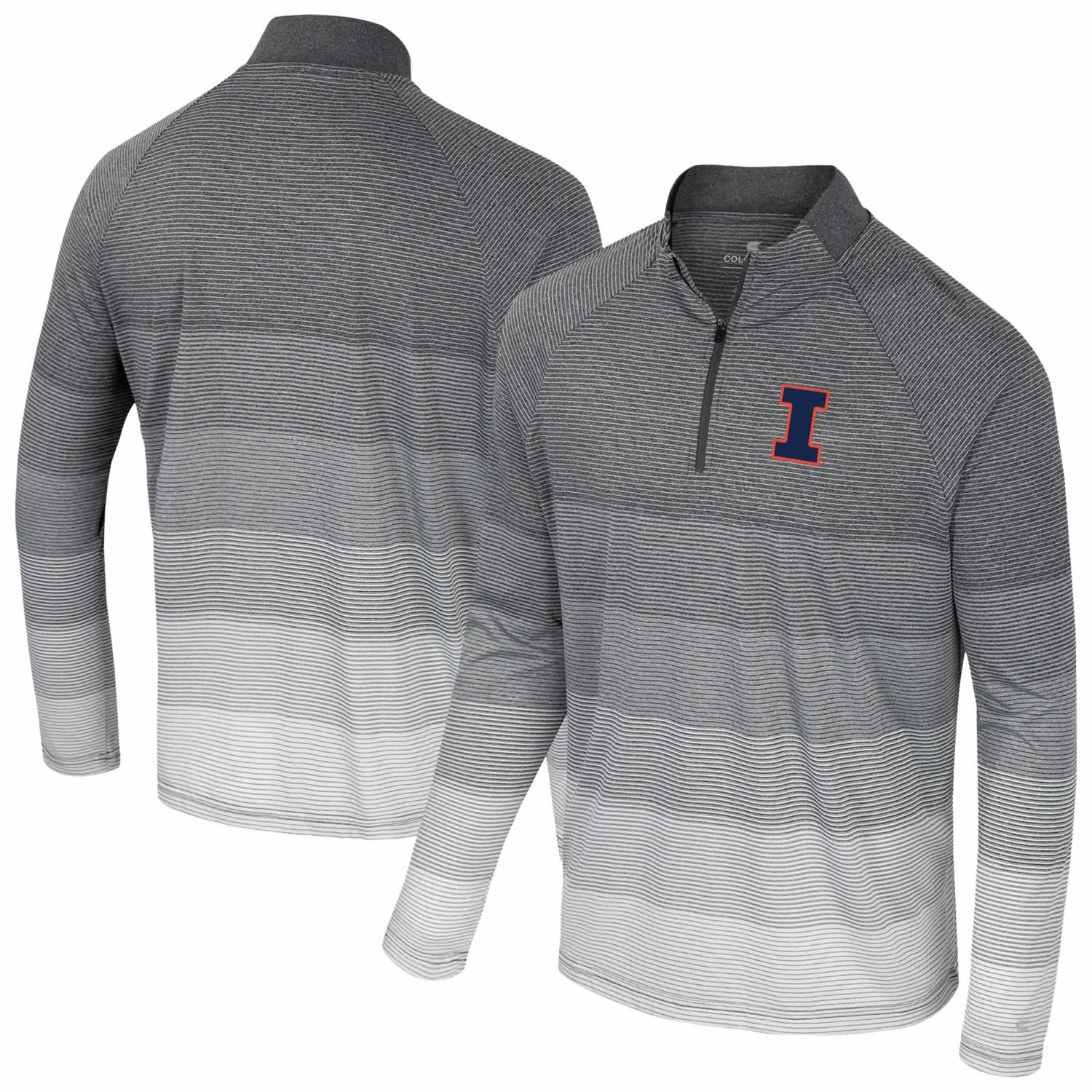 Colosseum Illinois Fighting Illini AI Striped Mesh Quarter-Zip Raglan Windshirt - view number 1