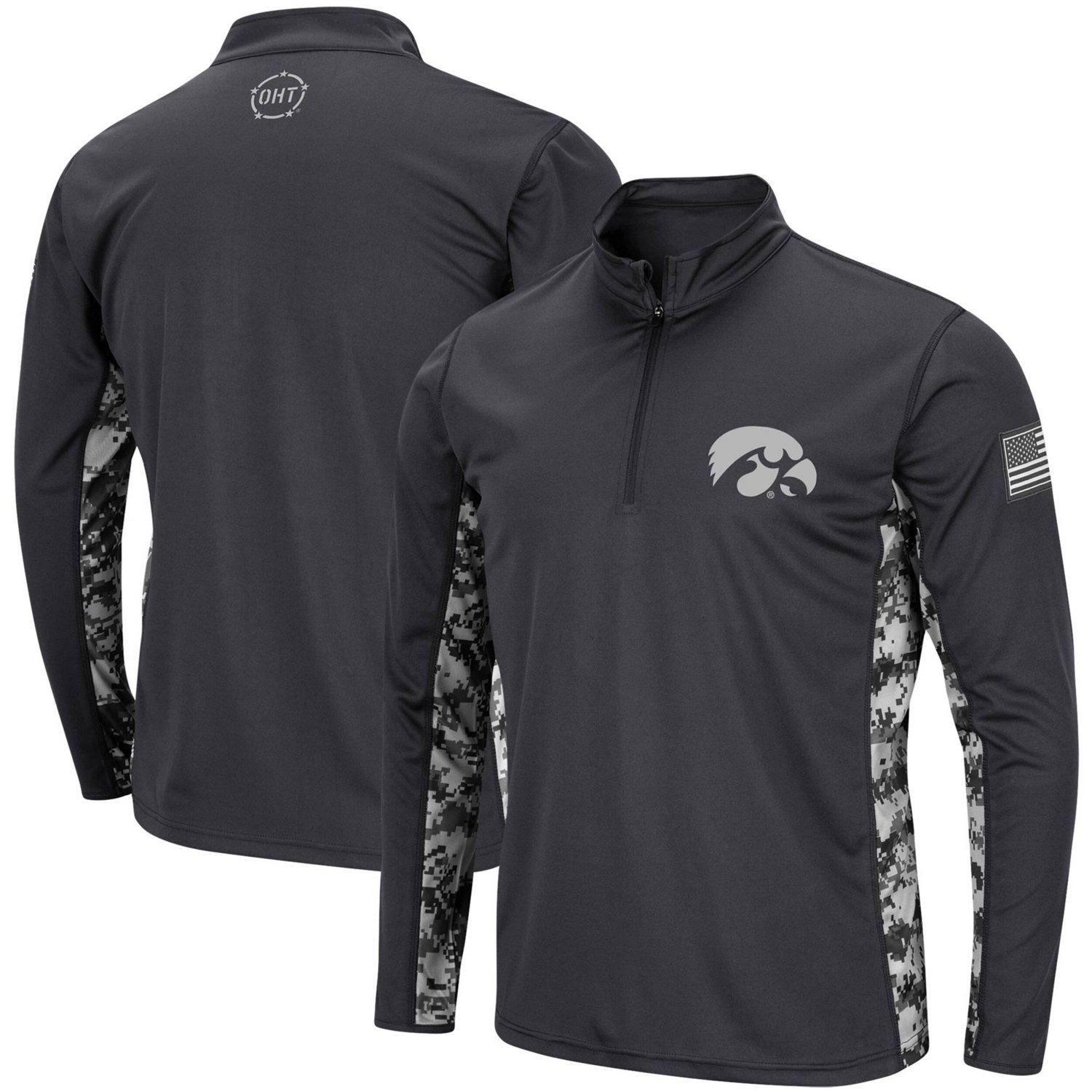 Colosseum Iowa Hawkeyes OHT Military Appreciation Digital Camo Lightweight Quarter-Zip Pullover