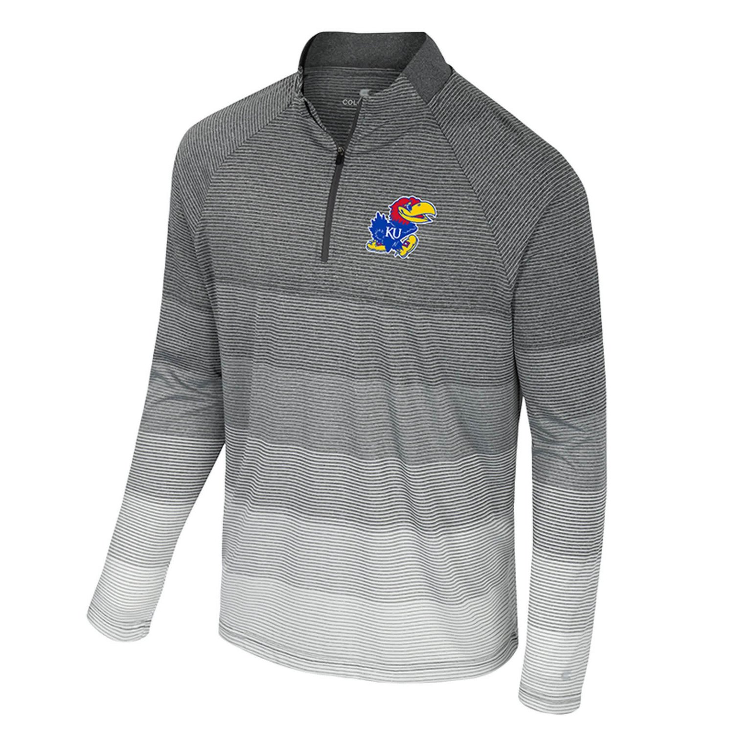 Colosseum Kansas Jayhawks AI Striped Mesh Quarter-Zip Raglan Windshirt - view number 2