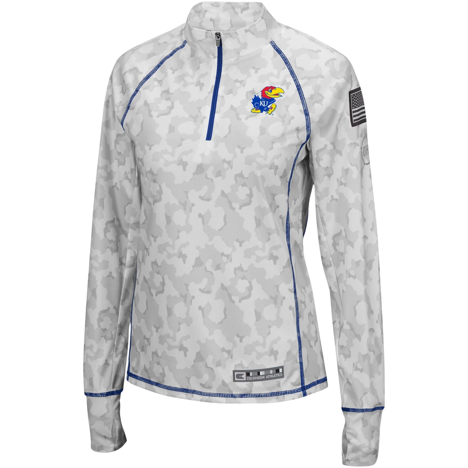 Colosseum Kansas Jayhawks OHT Military Appreciation Officer Arctic Lightweight Quarter-Zip Top