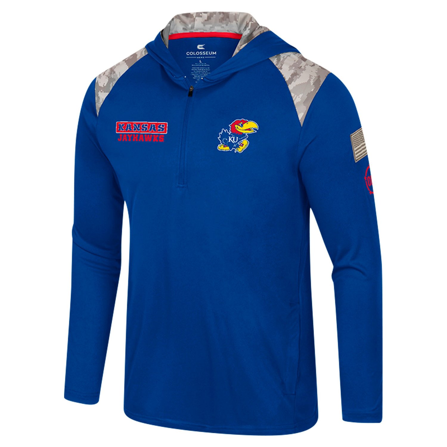 Colosseum Kansas Jayhawks OHT Military Appreciation Quarter-Zip Hoodie Jacket - view number 2