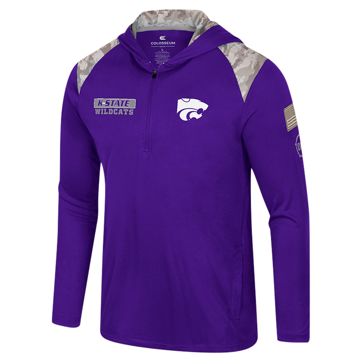 Colosseum Kansas State Wildcats OHT Military Appreciation Quarter-Zip Hoodie Jacket - view number 2