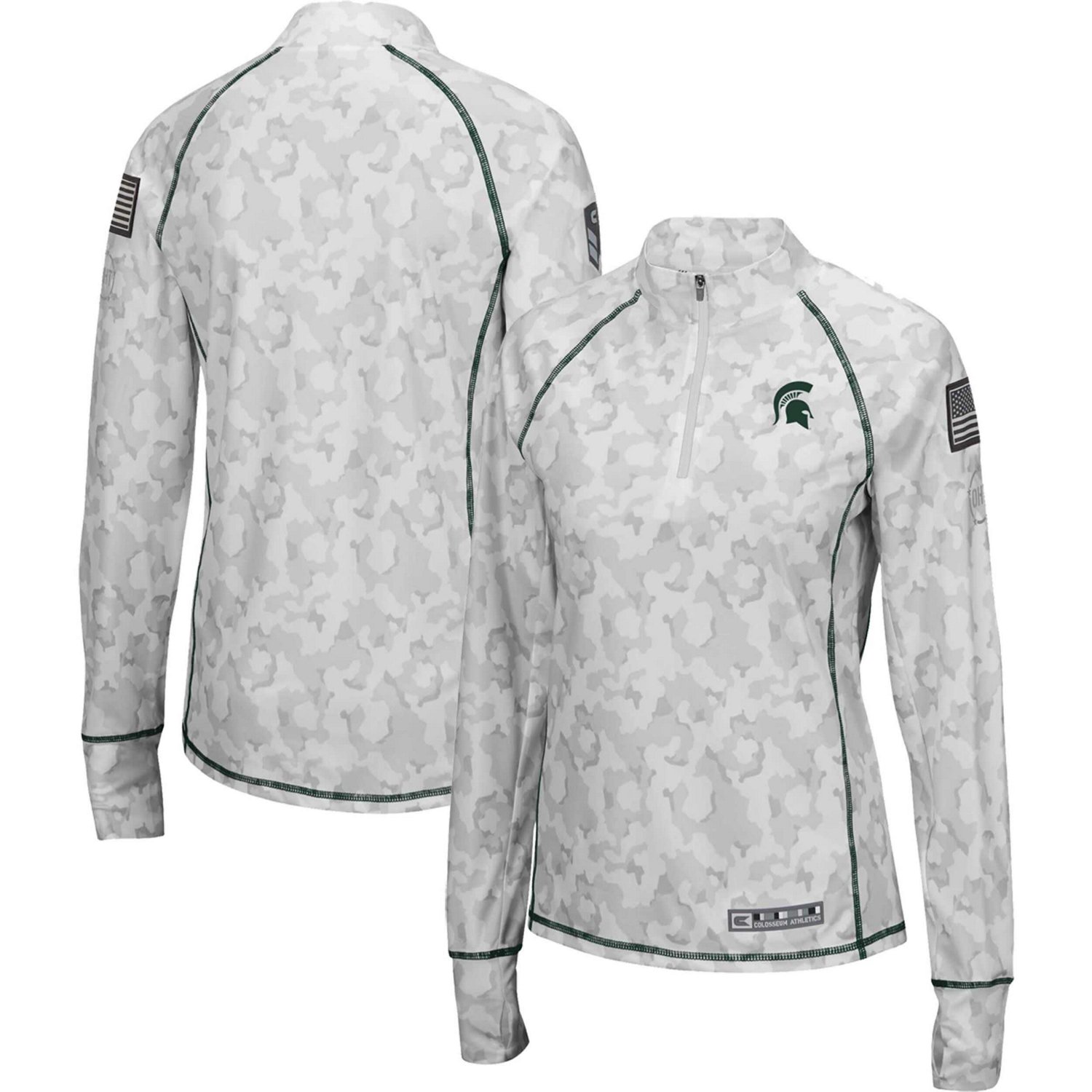 Colosseum Michigan State Spartans OHT Military Appreciation Officer Arctic Camo Fitted Lightweight 1 4-Zip Jacket
