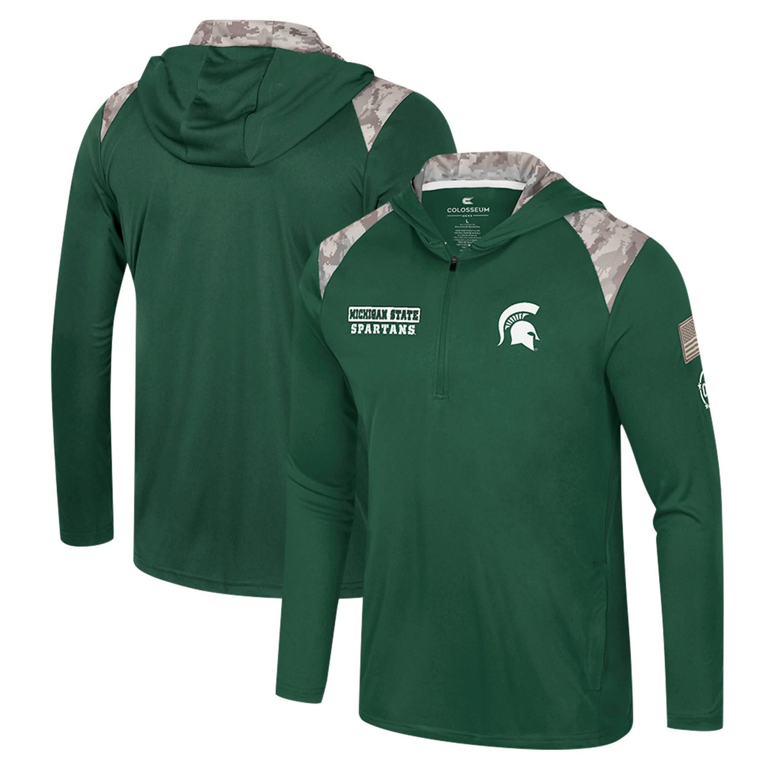 Colosseum Michigan State Spartans OHT Military Appreciation Quarter-Zip Hoodie Jacket