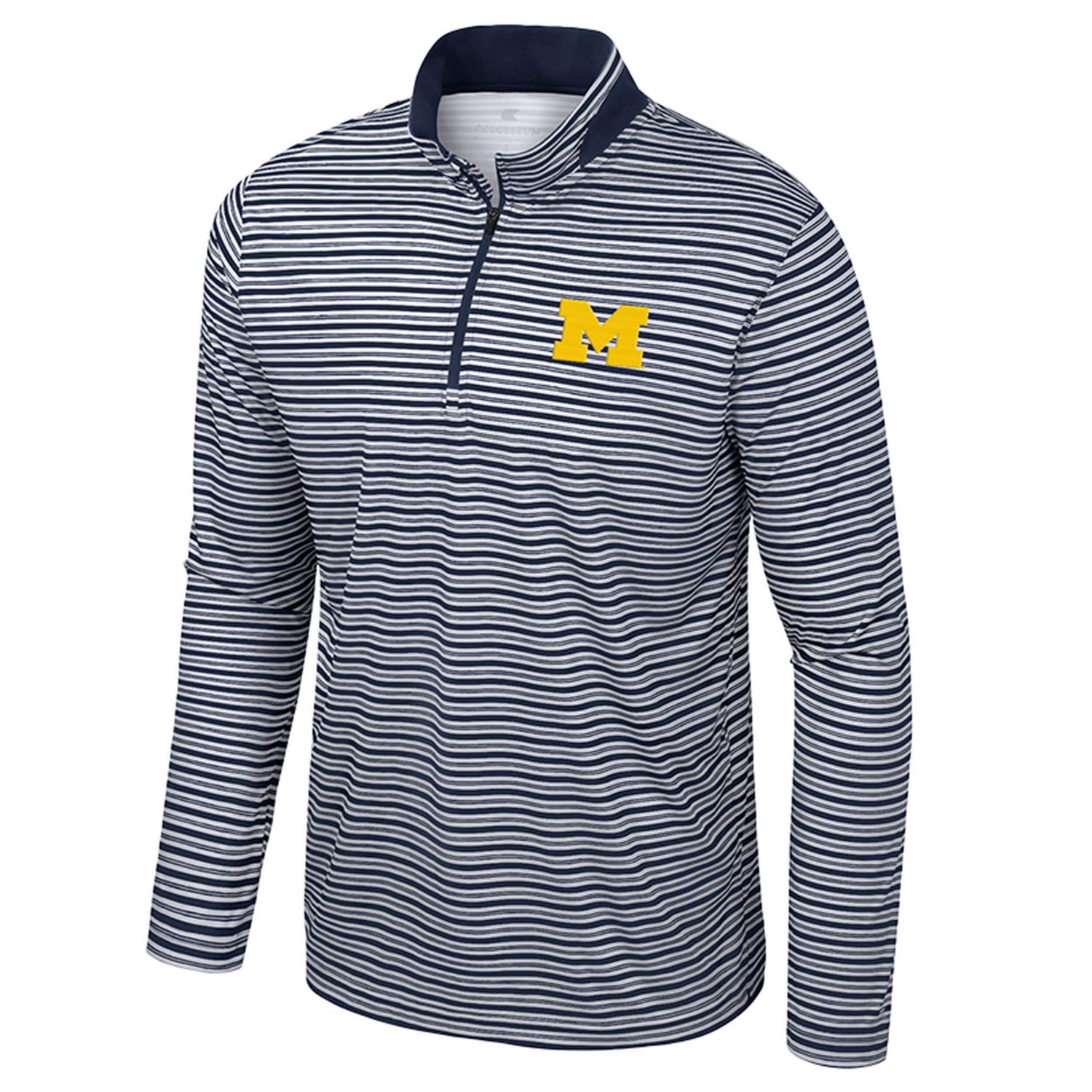 Colosseum Michigan Wolverines Striped Quarter-Zip Top