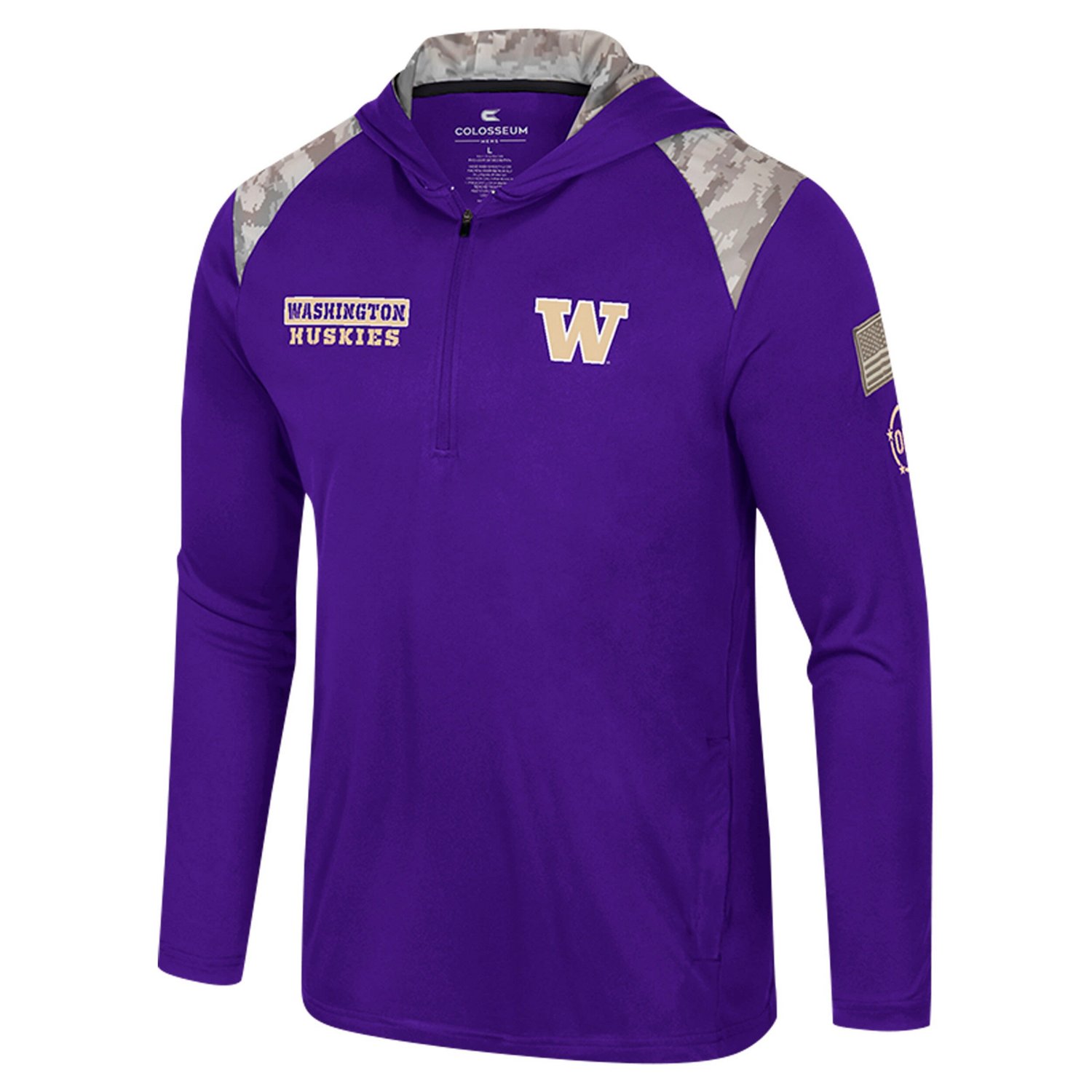 Colosseum Washington Huskies OHT Military Appreciation Quarter-Zip Hoodie Jacket - view number 2