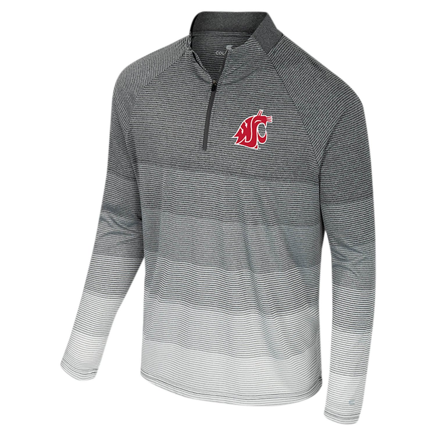Colosseum Washington State Cougars AI Striped Mesh Quarter-Zip Raglan Windshirt - view number 2