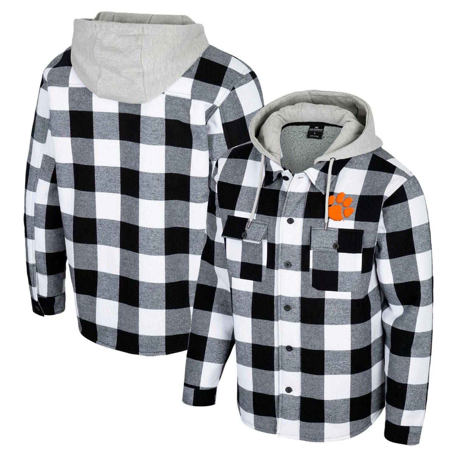 Colosseum White Clemson Tigers Buffalo Plaid Full-Zip Jacket