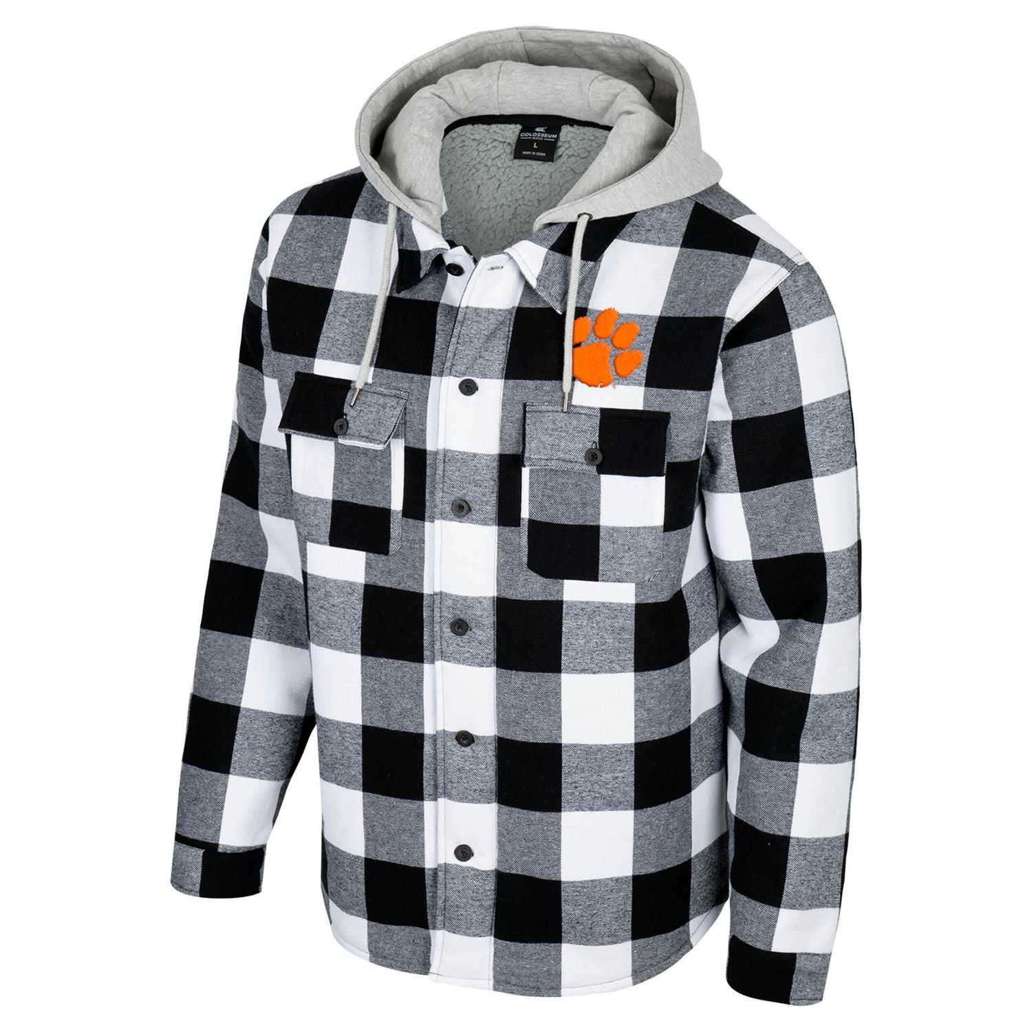 Colosseum White Clemson Tigers Buffalo Plaid Full-Zip Jacket