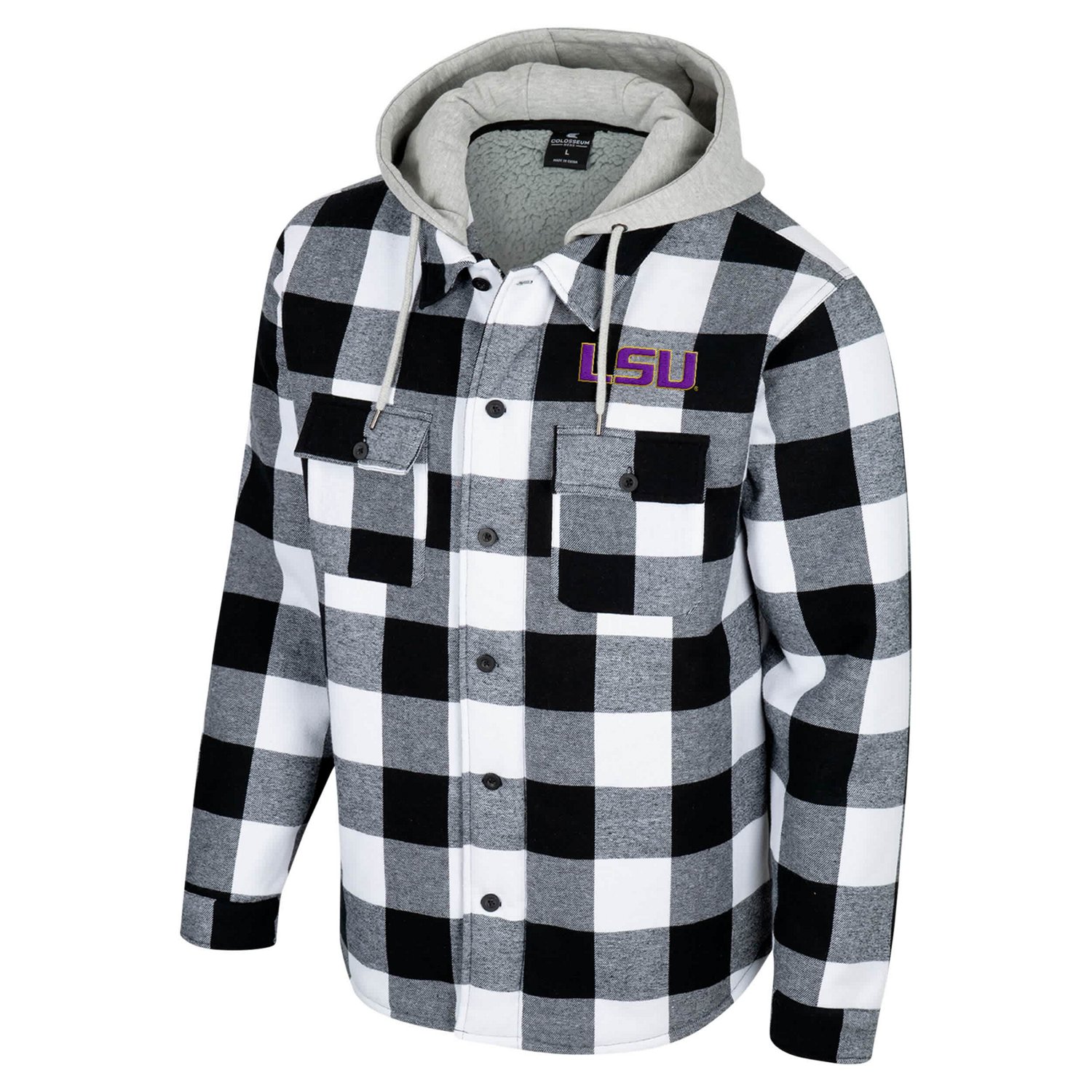 Colosseum White LSU Tigers Buffalo Plaid Full-Zip Jacket
