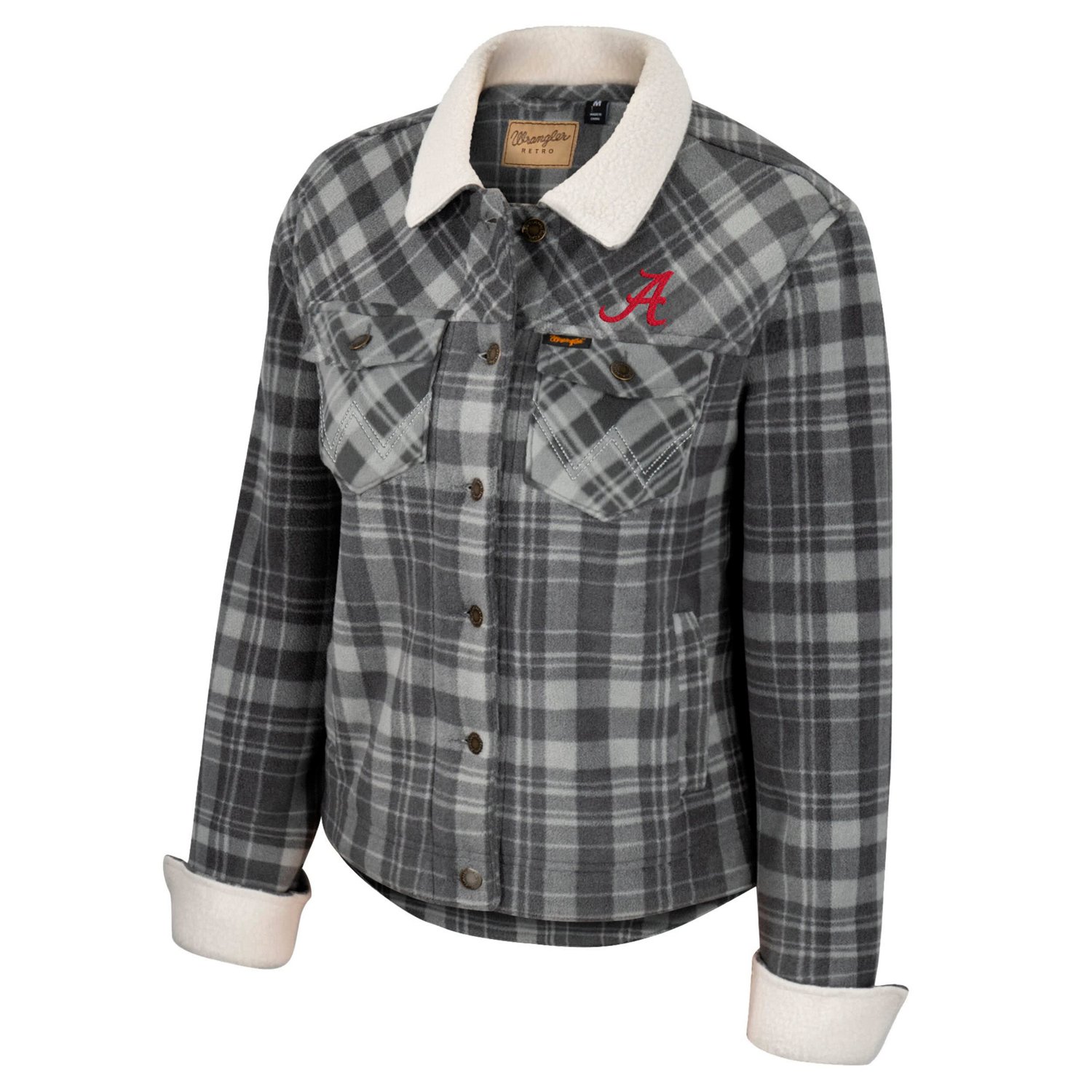 Colosseum x Wrangler Alabama Crimson Tide Plaid Polar Fleece Button-Up Jacket