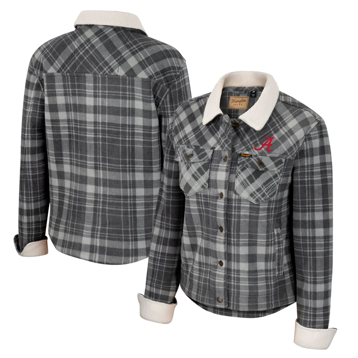 Colosseum x Wrangler Alabama Crimson Tide Plaid Polar Fleece Button-Up Jacket