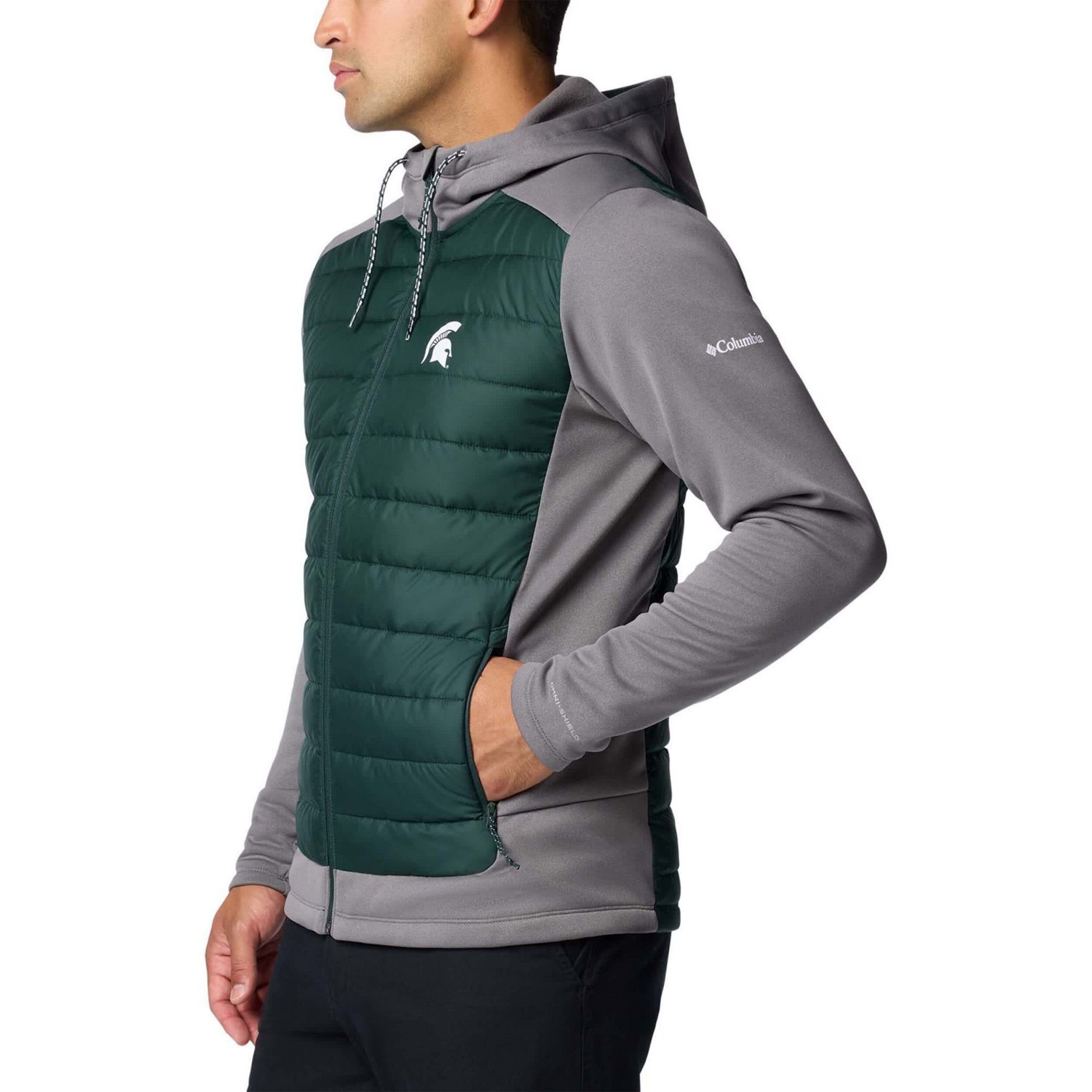 Columbia /Gray Michigan State Spartans Out-Shield Hybrid Full-Zip Hoodie Jacket                                                  - view number 4
