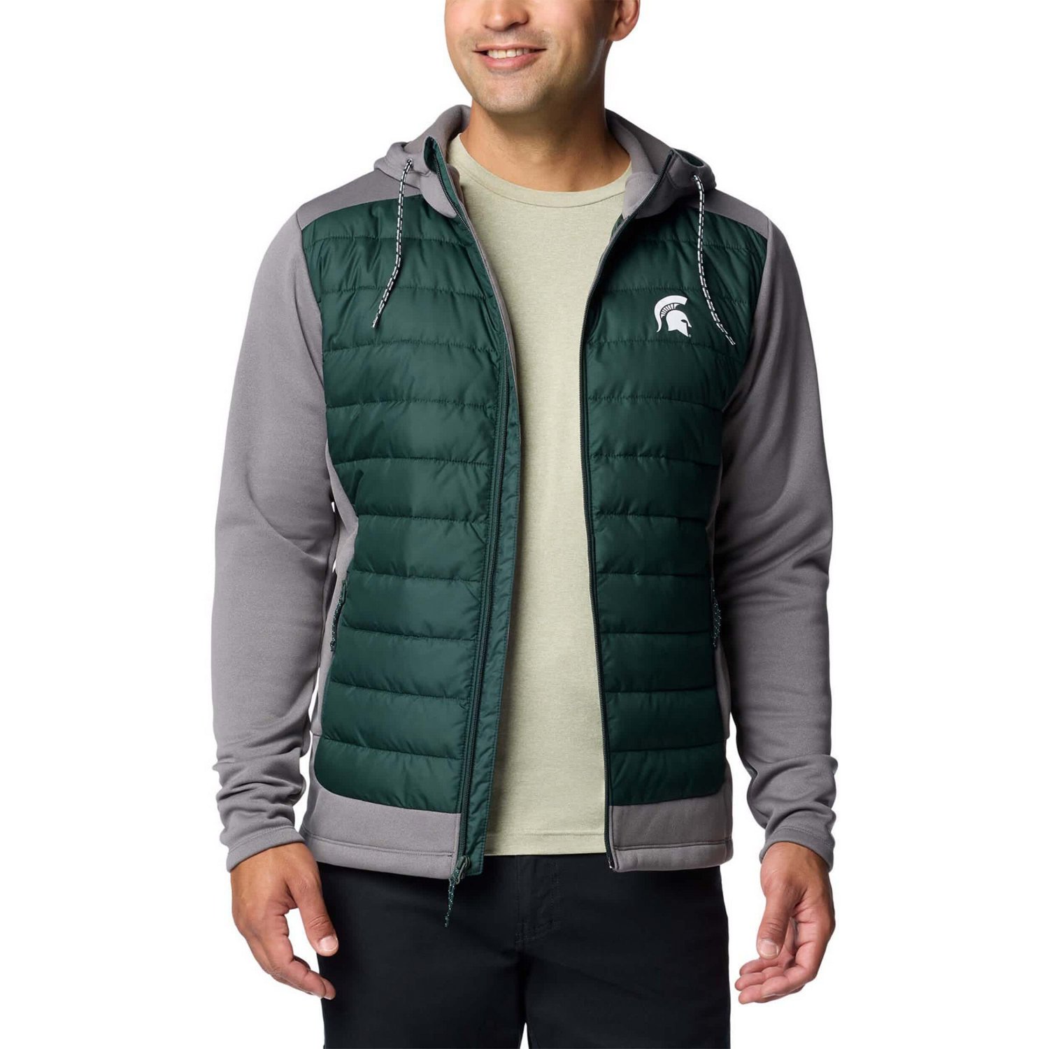 Columbia /Gray Michigan State Spartans Out-Shield Hybrid Full-Zip Hoodie Jacket                                                  - view number 3