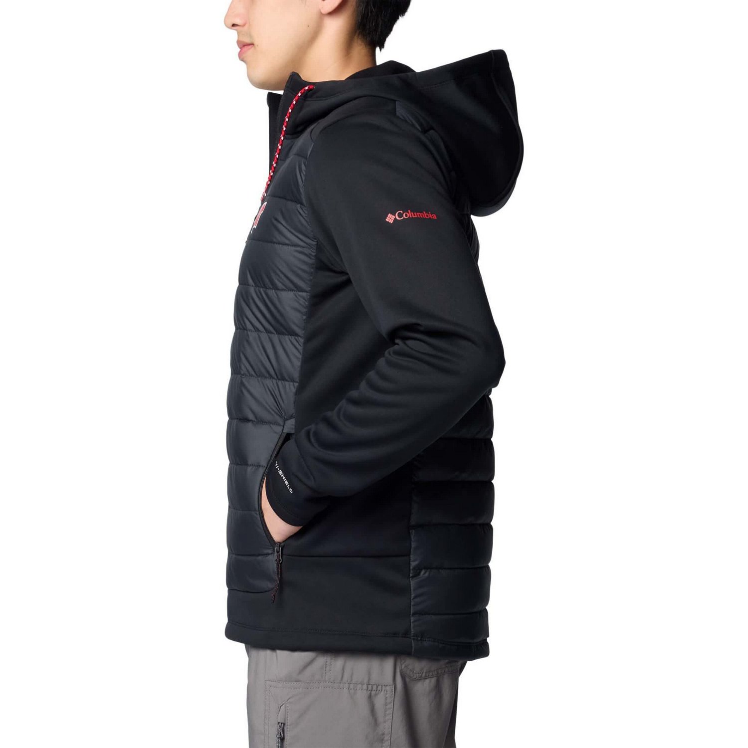 Columbia Wisconsin Badgers Out-Shield Hybrid Full-Zip Hoodie Jacket                                                              - view number 4