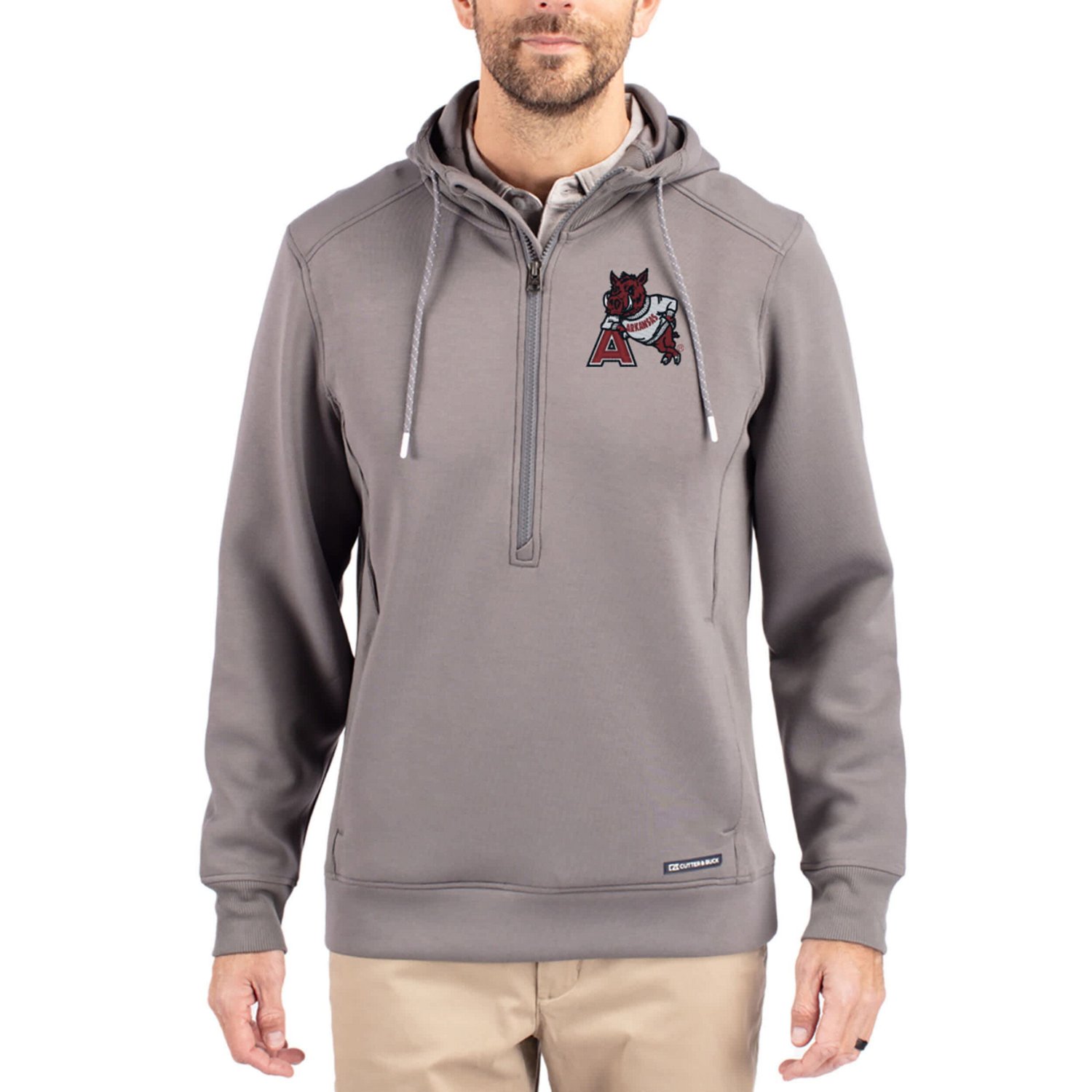 Cutter  Buck Arkansas Razorbacks Roam Eco Recycled Half-Zip Pullover Hoodie