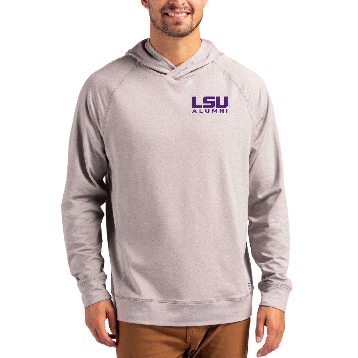 Cutter  Buck LSU Tigers Alumni Logo Adapt Knit Raglan Pullover Hoodie