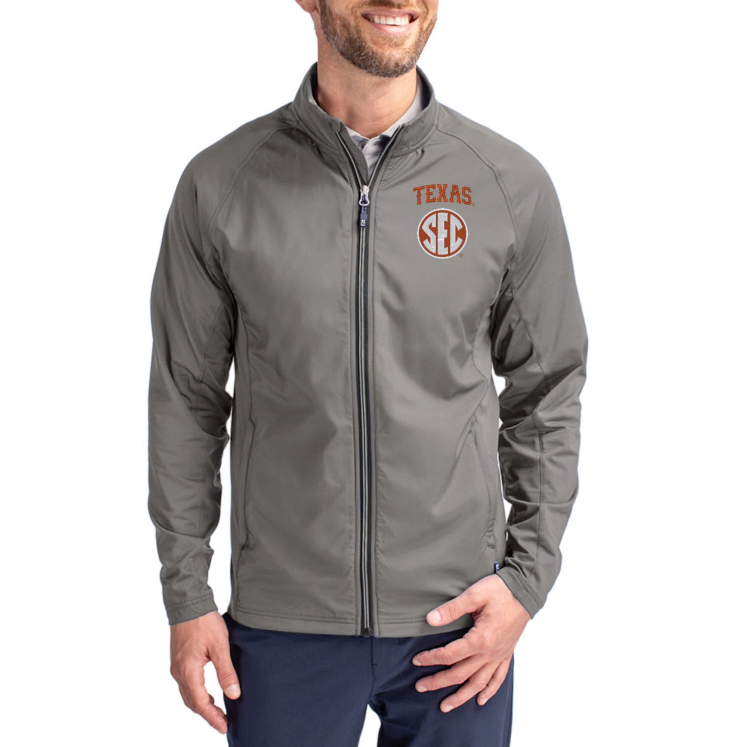 Cutter  Buck Texas Longhorns SEC Logo Adapt Eco Knit Raglan Full-Zip Jacket