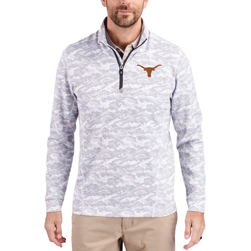 Cutter Buck Texas Longhorns Traverse Stretch Eco Camo DryTec Tri-Blend Quarter-Zip Pullover
