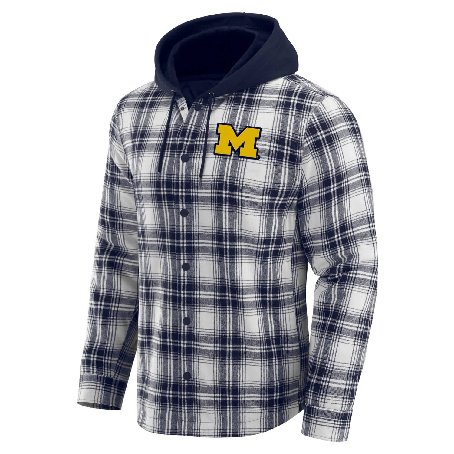 Darius Rucker Collection by Fanatics Michigan Wolverines Plaid Flannel Quilted Full-Snap Hooded Shacket - view number 2
