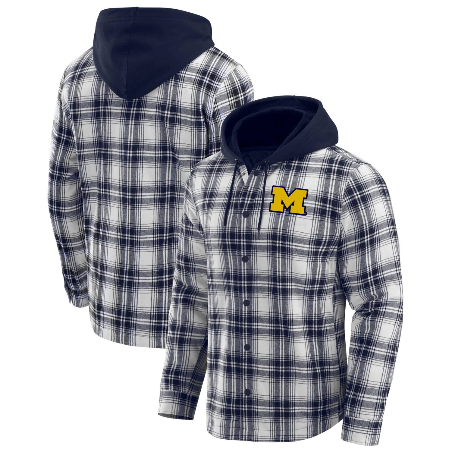 Darius Rucker Collection by Fanatics Michigan Wolverines Plaid Flannel Quilted Full-Snap Hooded Shacket - view number 1