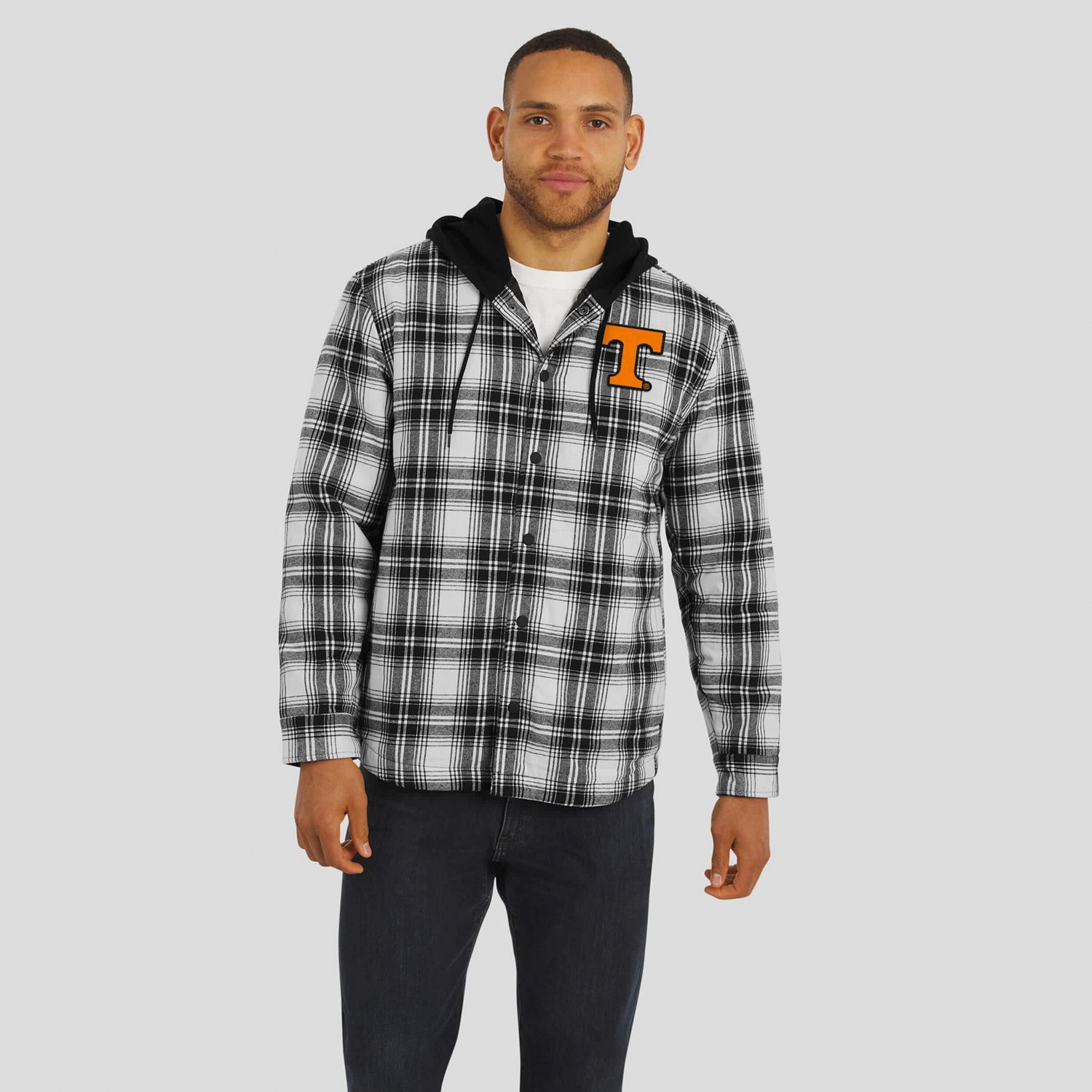 Darius Rucker Collection by Fanatics Tennessee Volunteers Plaid Flannel Quilted Full-Snap Hooded Shacket - view number 4