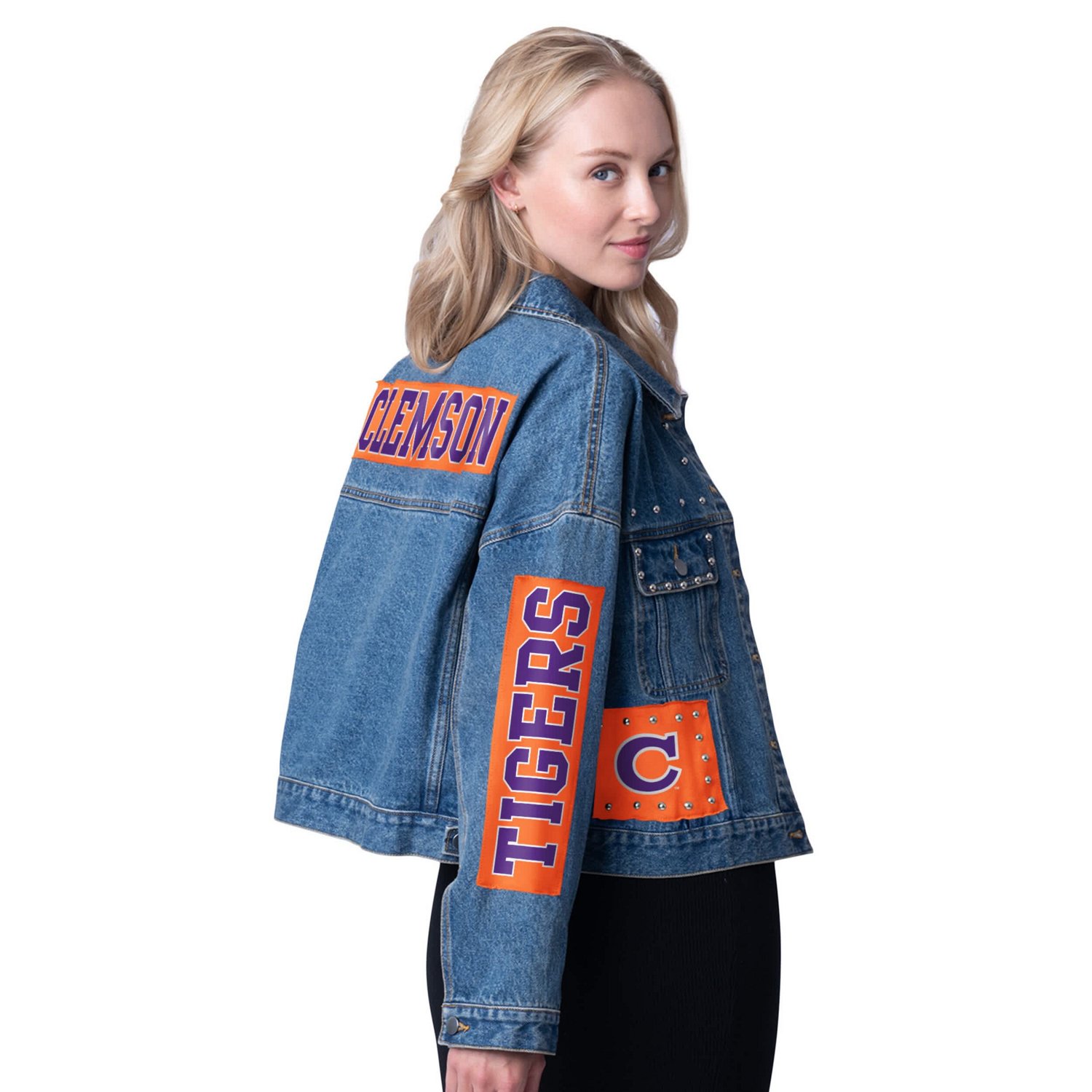 G-III 4Her by Carl Banks Clemson Tigers Game Ball Patches and Studs Full-Button Jacket