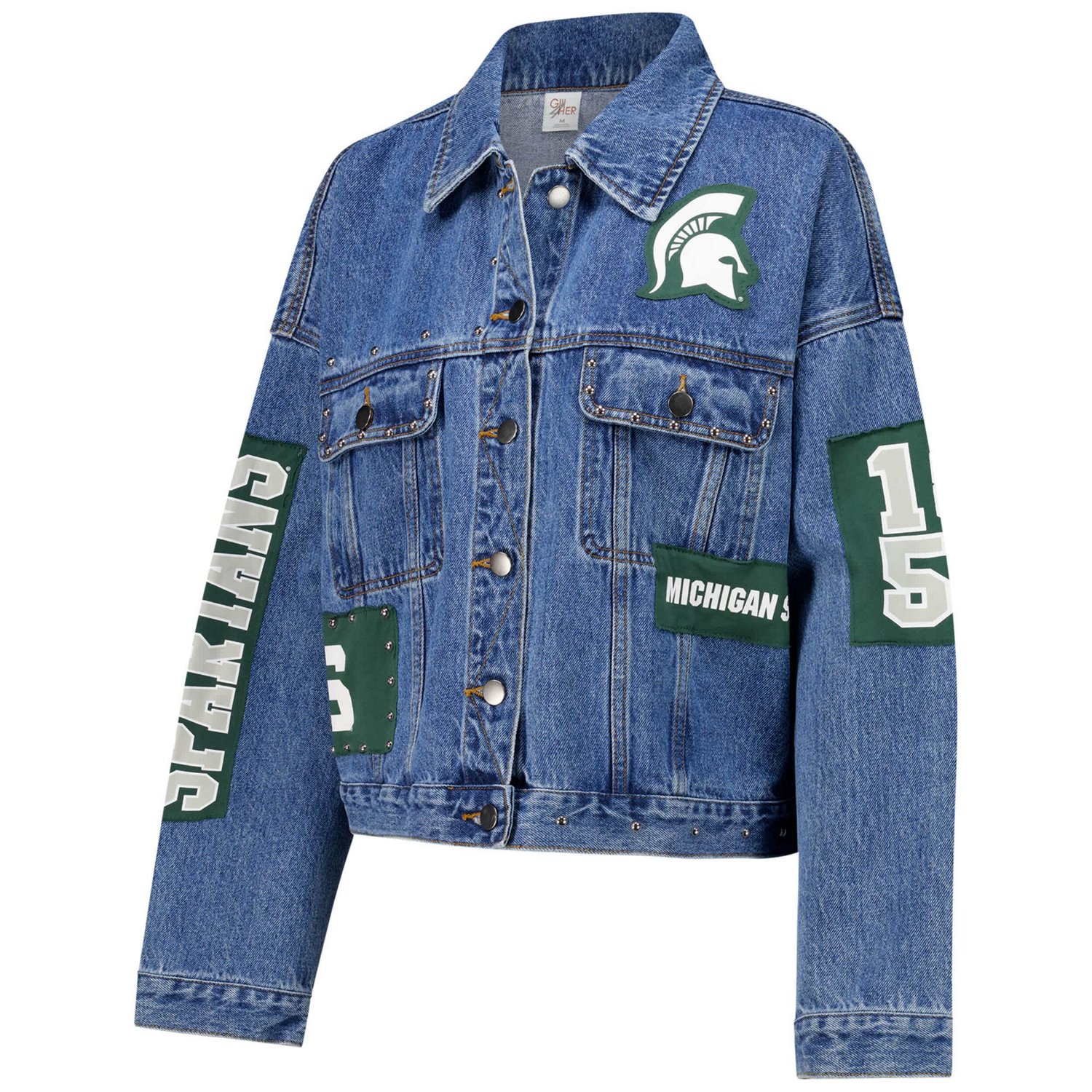 G-III 4Her by Carl Banks Michigan State Spartans Game Ball Patches and Studs Full-Button Jacket - view number 2