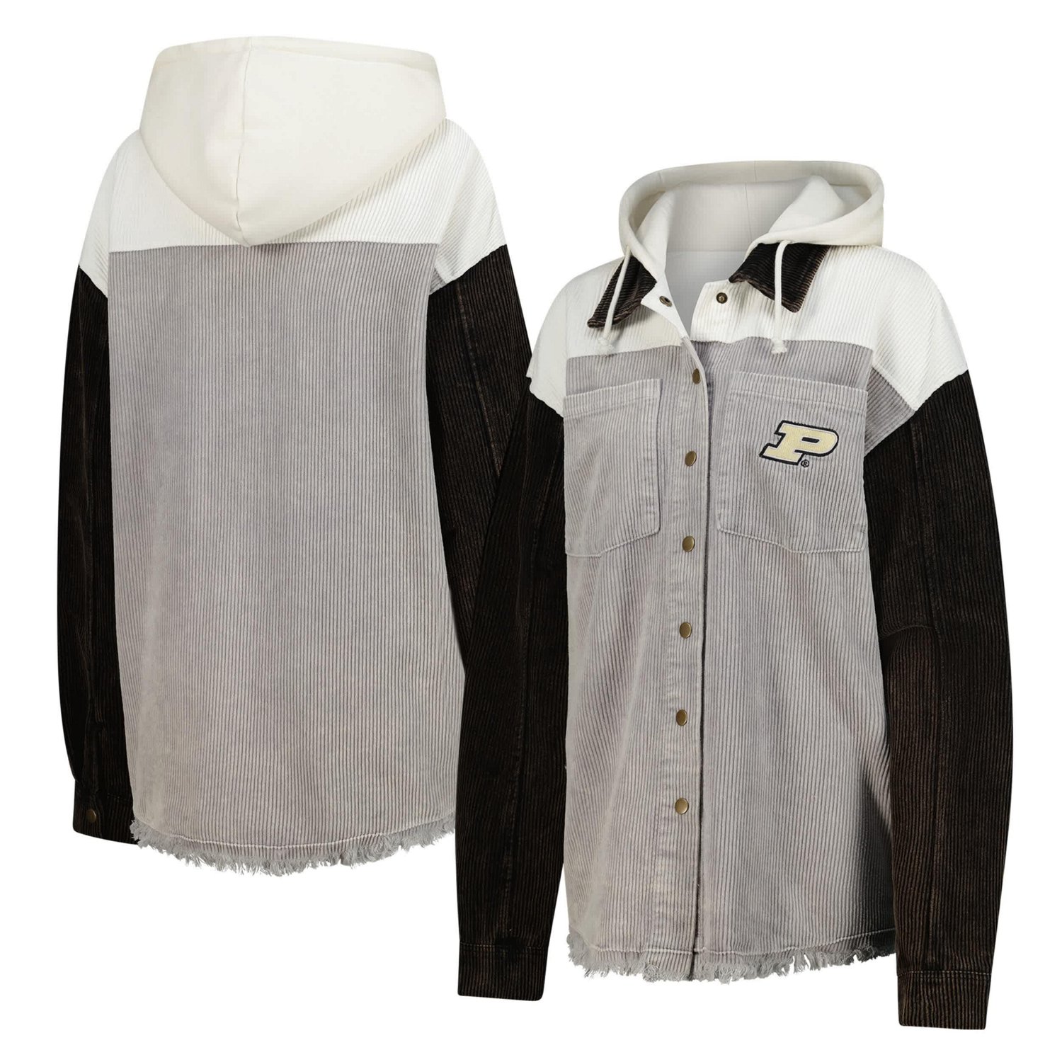 Gameday Couture Purdue Boilermakers Vintage Wash Corduroy Full-Snap Hooded Shacket