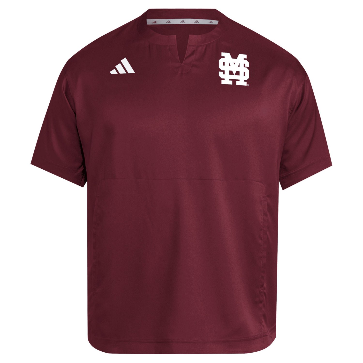 Men's adidas Mississippi State Bulldogs Dugout Coaches Adizero Notch Neck Pullover Top - view number 2