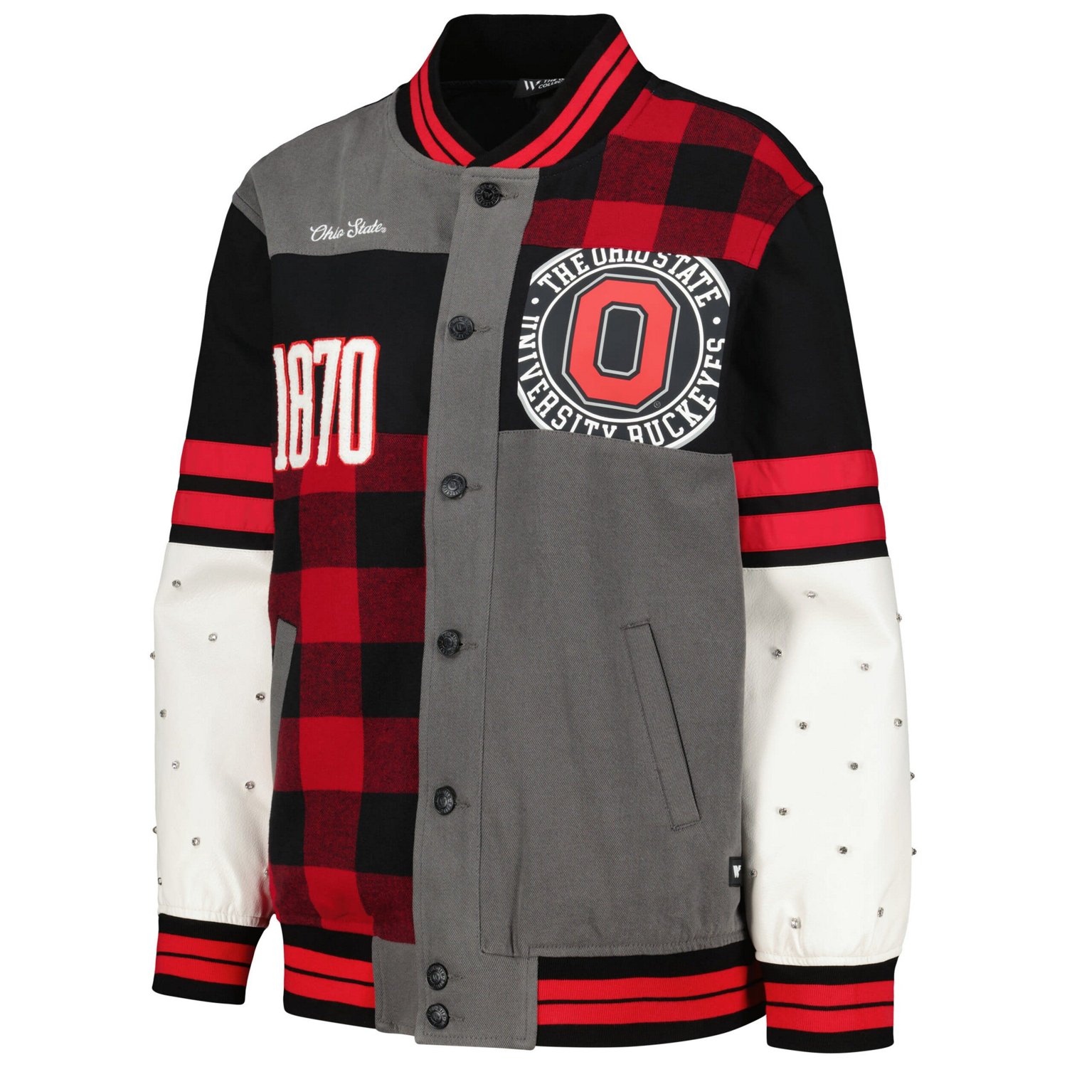 The Wild Collective Ohio State Buckeyes Multi Vintage Button-Up Bomber Jacket - view number 2