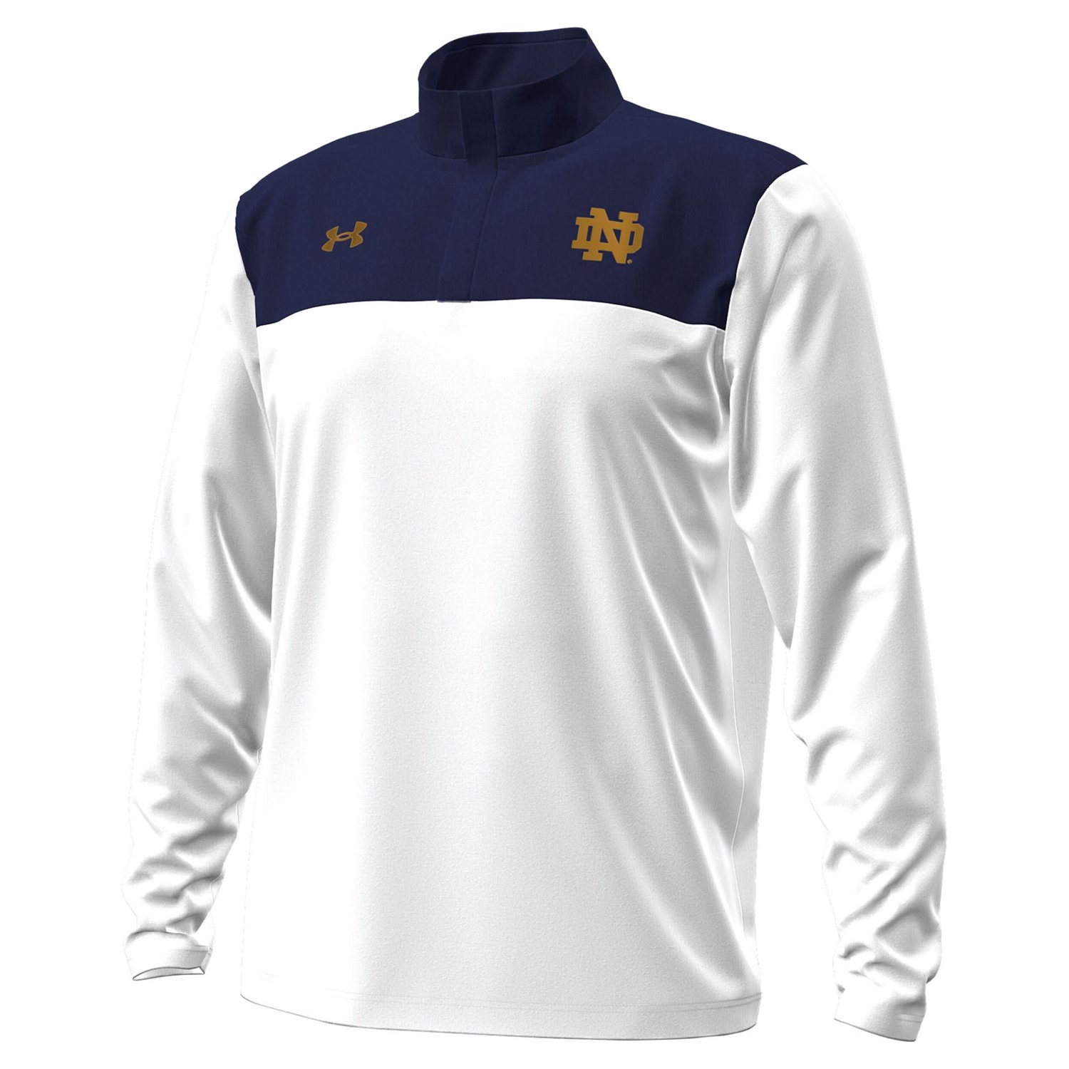 Under Armour Navy Notre Dame Fighting Irish Green Blocked Quarter-Zip Pullover - view number 2