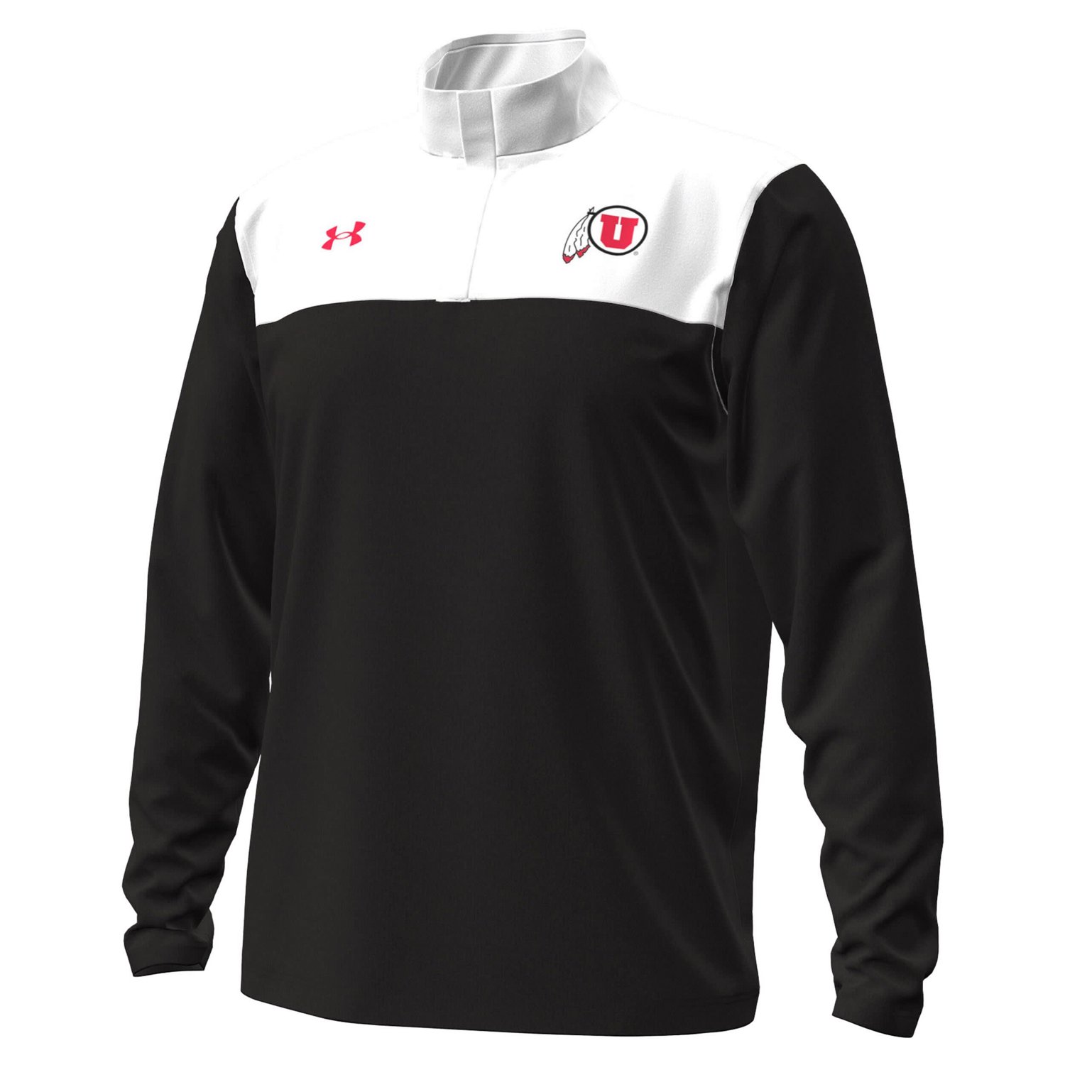 Under Armour White Utah Utes Green Blocked Quarter-Zip Pullover - view number 2