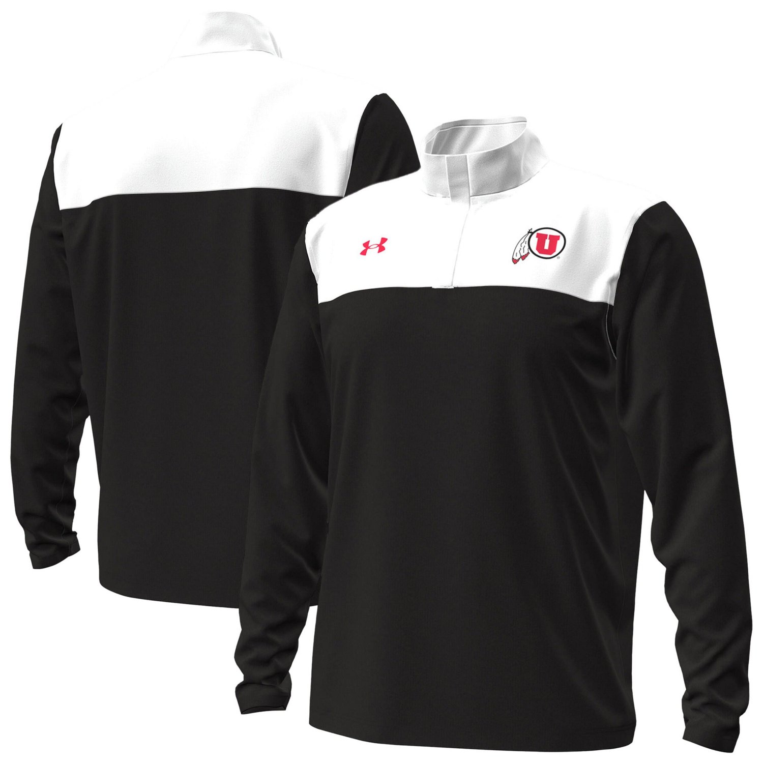 Under Armour White Utah Utes Green Blocked Quarter-Zip Pullover