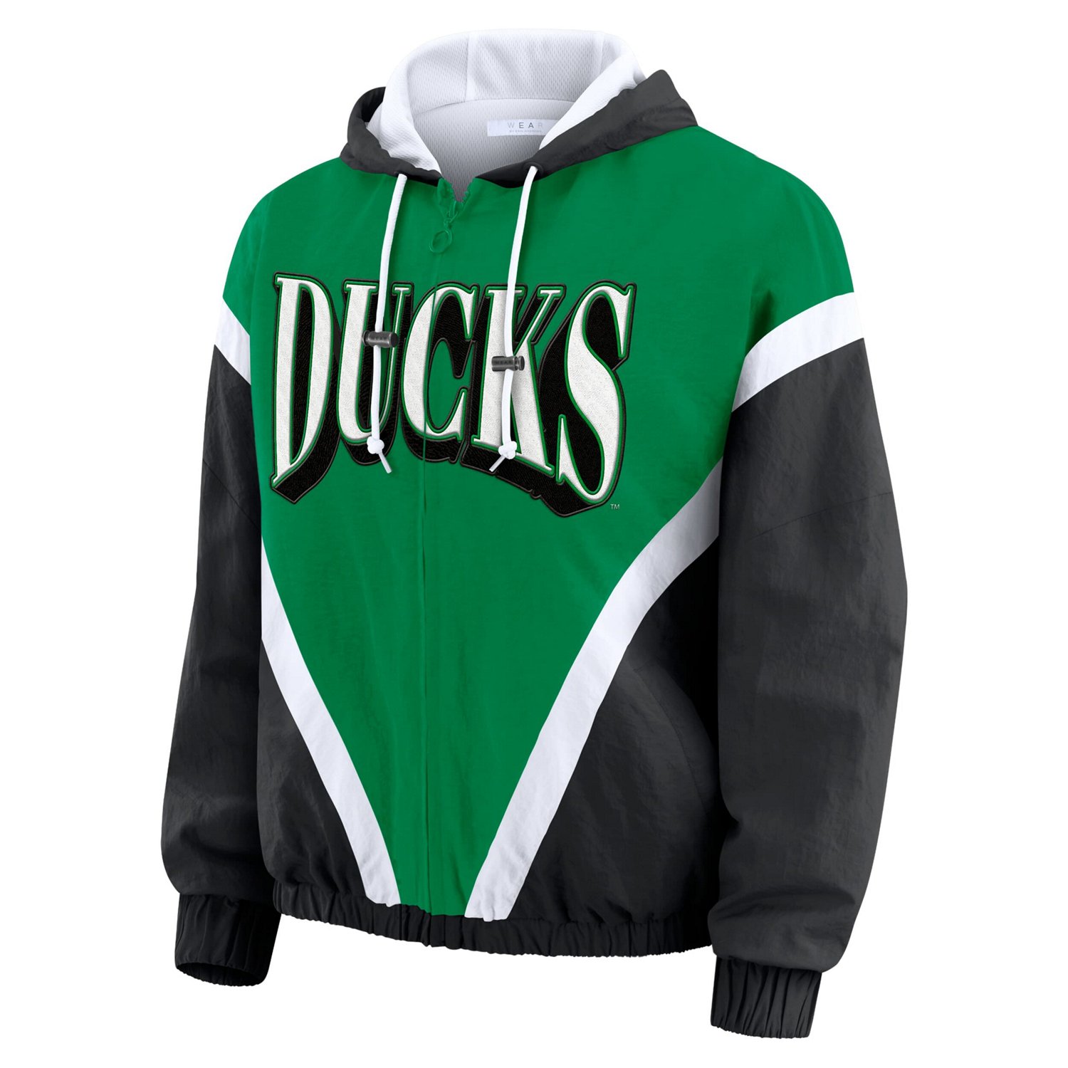 WEAR by Erin Andrews Black Oregon Ducks Colorblock Full-Zip Hoodie Windbreaker Jacket - view number 2