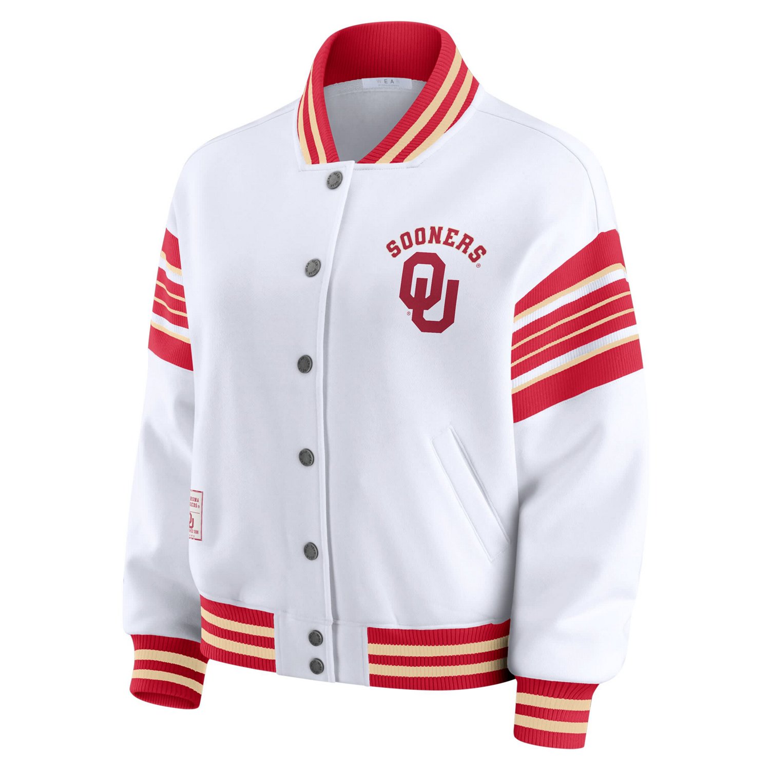 WEAR by Erin Andrews Crimson Oklahoma Sooners Satin Stitch Full-Snap Fleece Sweatshirt Jacket - view number 2