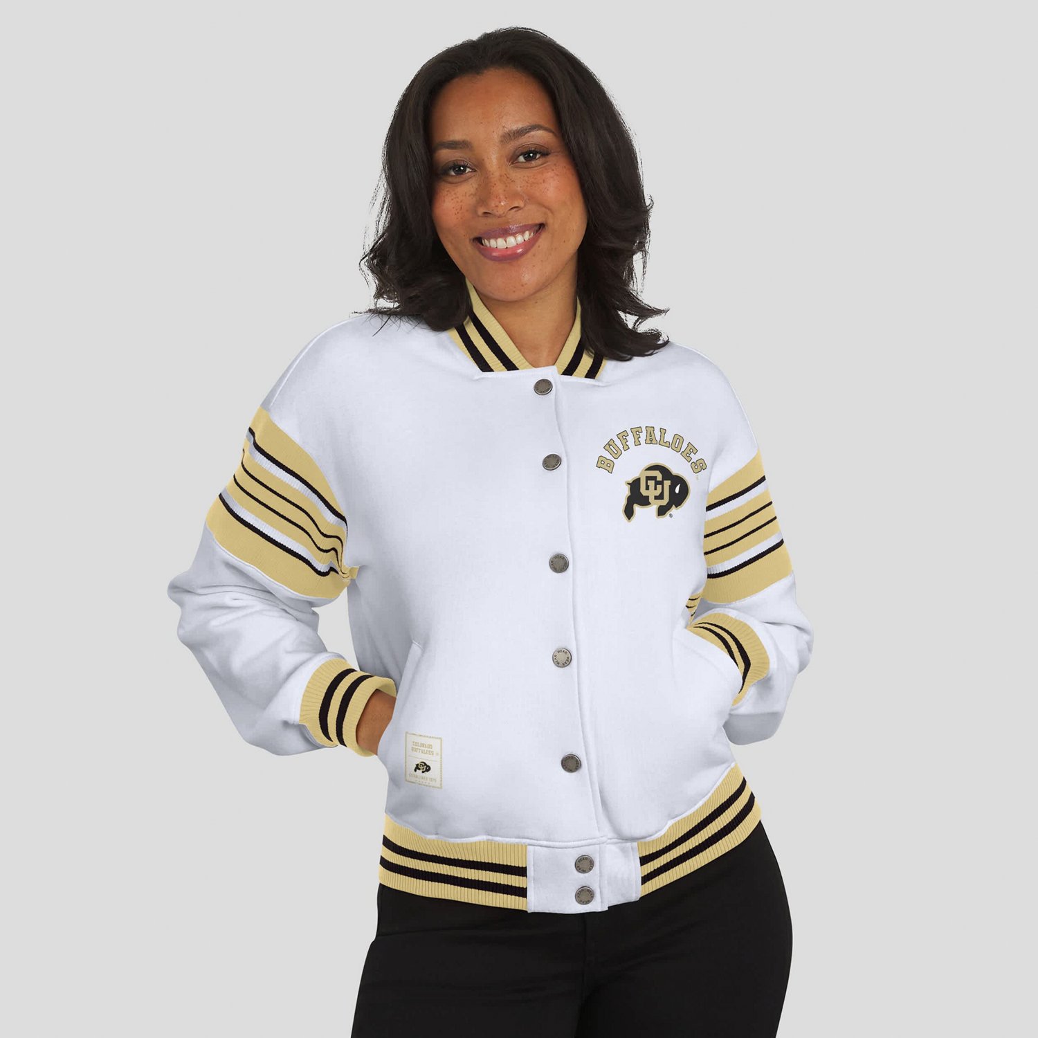 WEAR by Erin Andrews Gold Colorado Buffaloes Satin Stitch Full-Snap Fleece Sweatshirt Jacket - view number 4