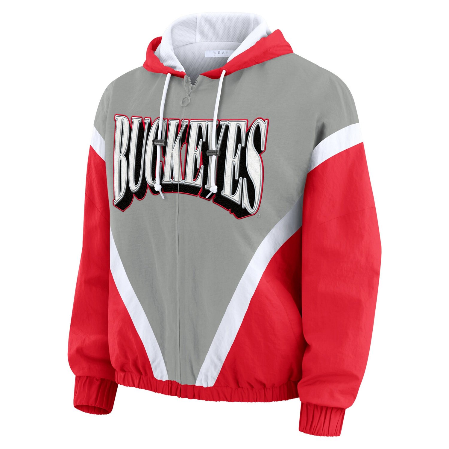 WEAR by Erin Andrews Gray Ohio State Buckeyes Colorblock Full-Zip Hoodie Windbreaker Jacket - view number 2