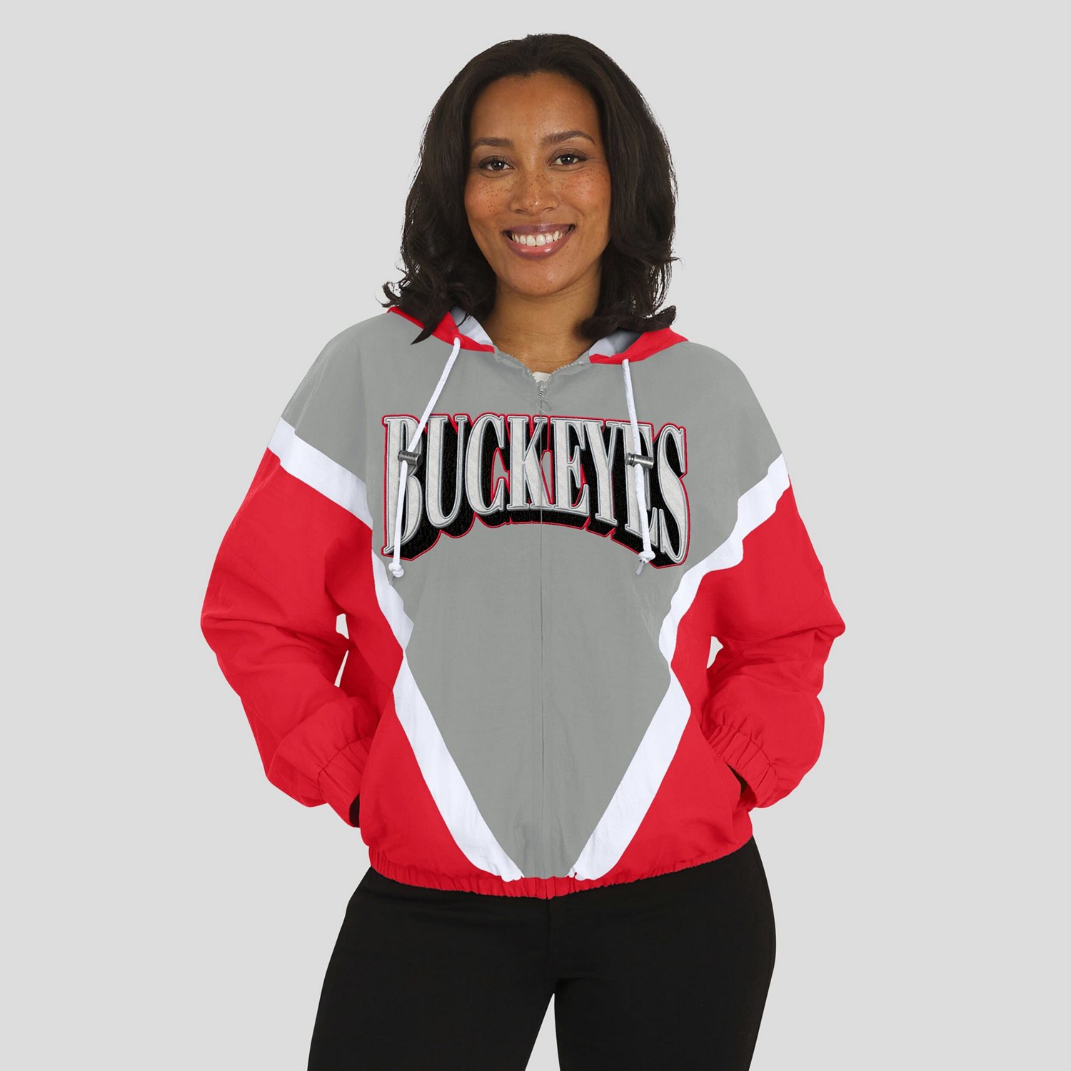 WEAR by Erin Andrews Gray Ohio State Buckeyes Colorblock Full-Zip Hoodie Windbreaker Jacket - view number 4