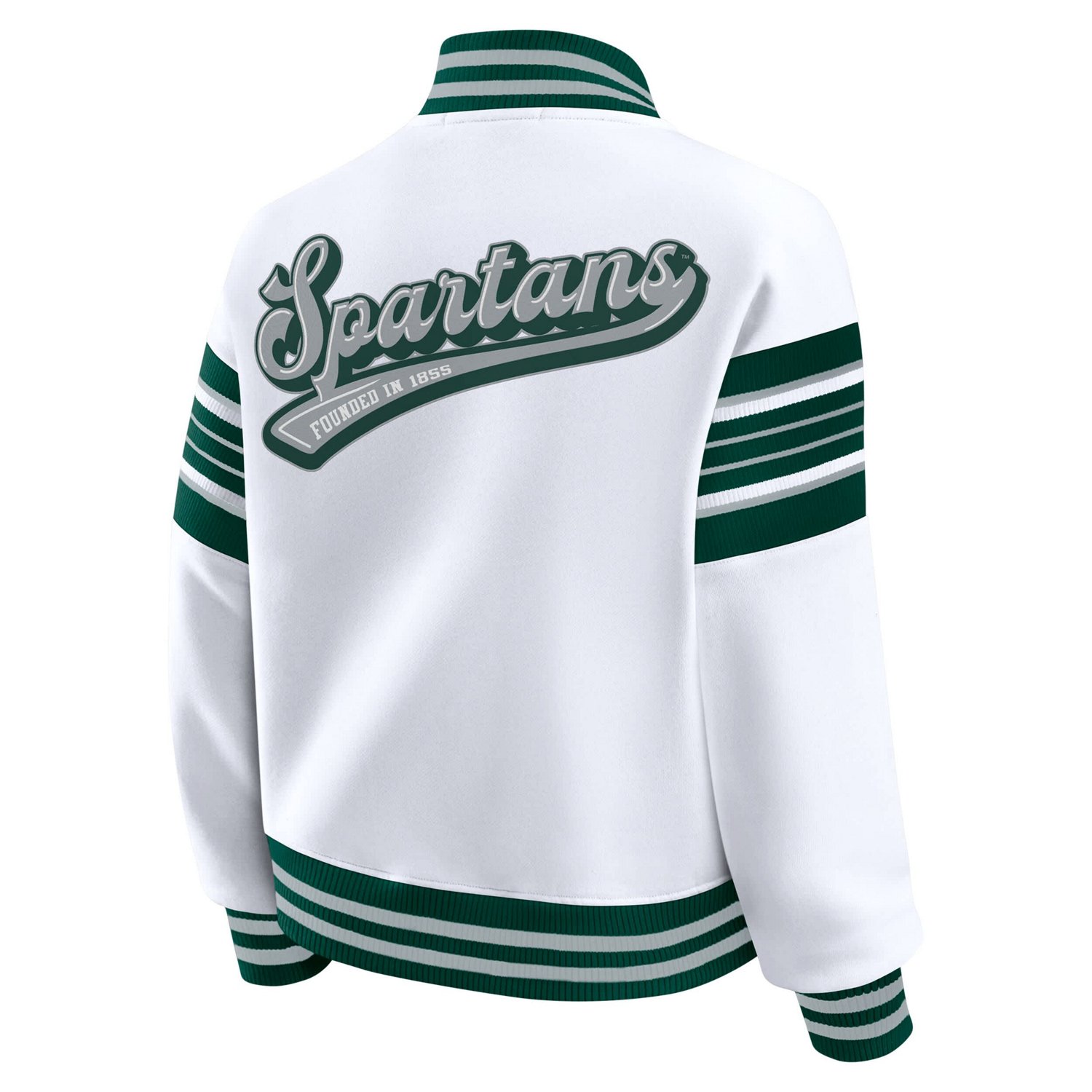 WEAR by Erin Andrews Green Michigan State Spartans Satin Stitch Full-Snap Fleece Sweatshirt Jacket - view number 3