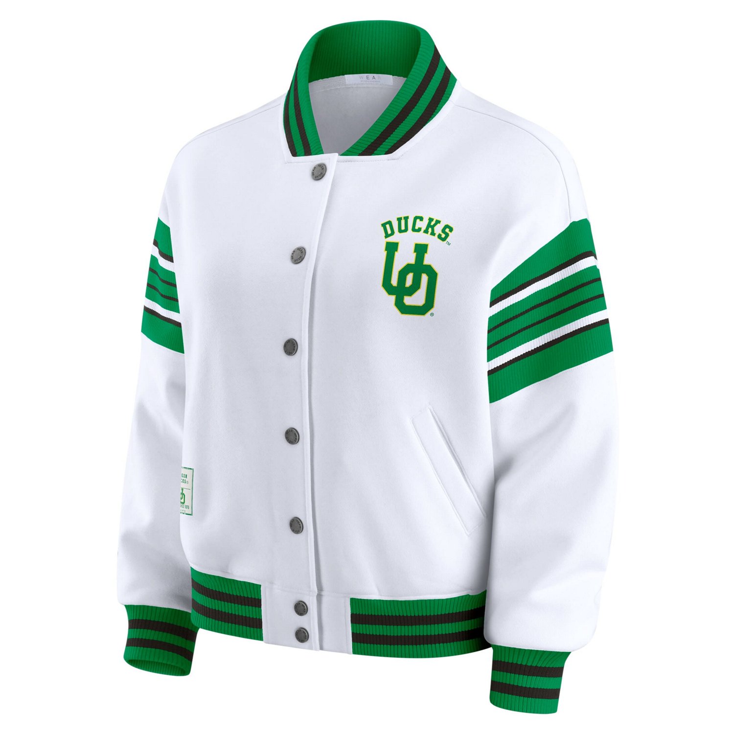 WEAR by Erin Andrews Green Oregon Ducks Satin Stitch Full-Snap Fleece Sweatshirt Jacket - view number 2
