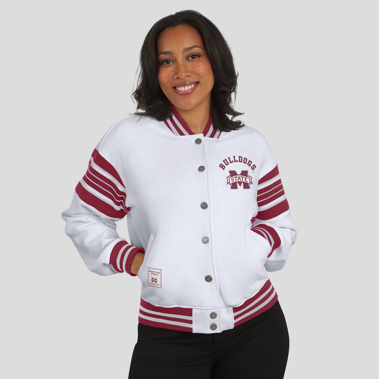 WEAR by Erin Andrews Maroon Mississippi State Bulldogs Satin Stitch Full-Snap Fleece Sweatshirt Jacket - view number 4