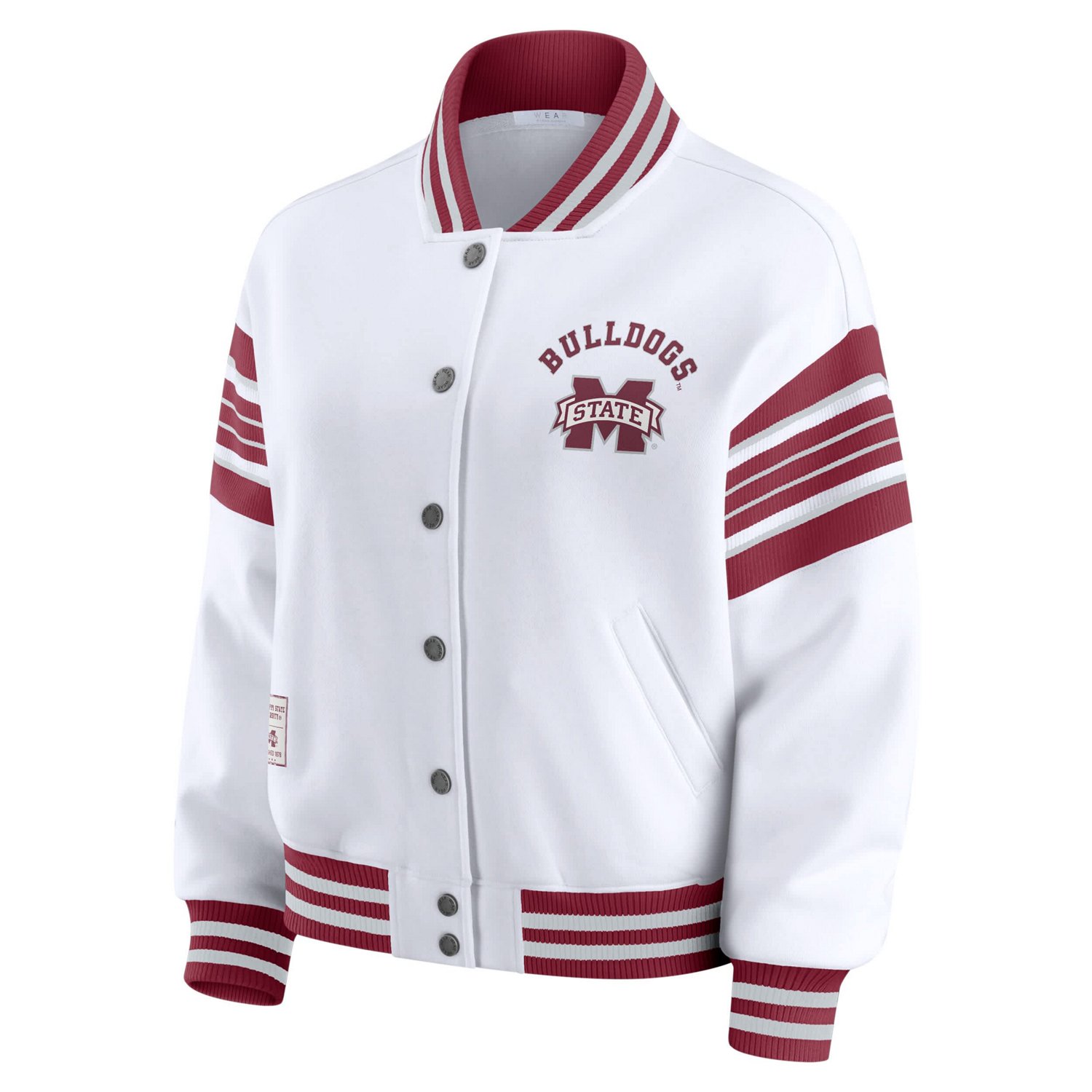 WEAR by Erin Andrews Maroon Mississippi State Bulldogs Satin Stitch Full-Snap Fleece Sweatshirt Jacket - view number 2