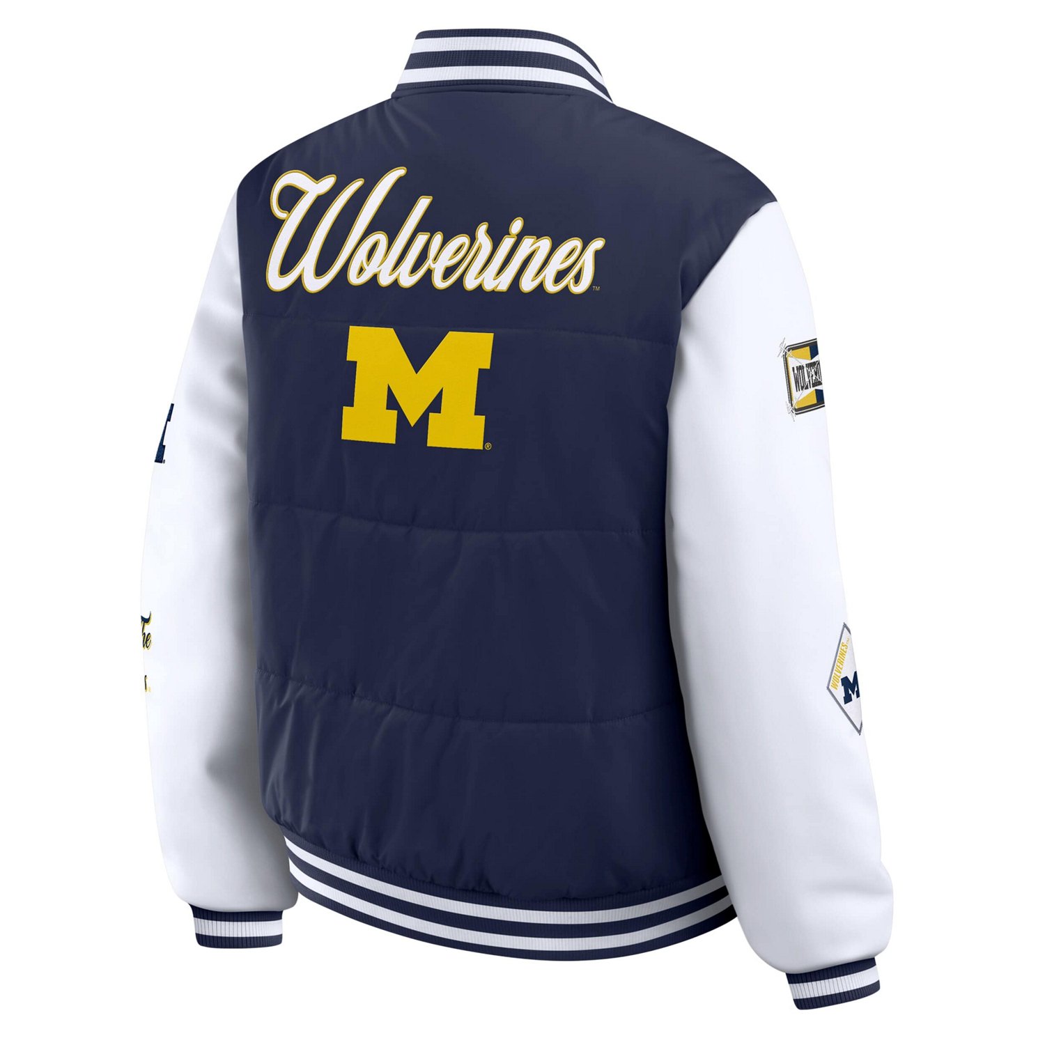 WEAR by Erin Andrews Michigan Wolverines Varsity Full-Snap Puffer Jacket - view number 3