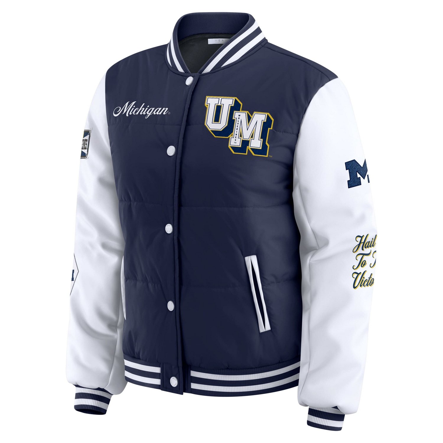 WEAR by Erin Andrews Michigan Wolverines Varsity Full-Snap Puffer Jacket - view number 2
