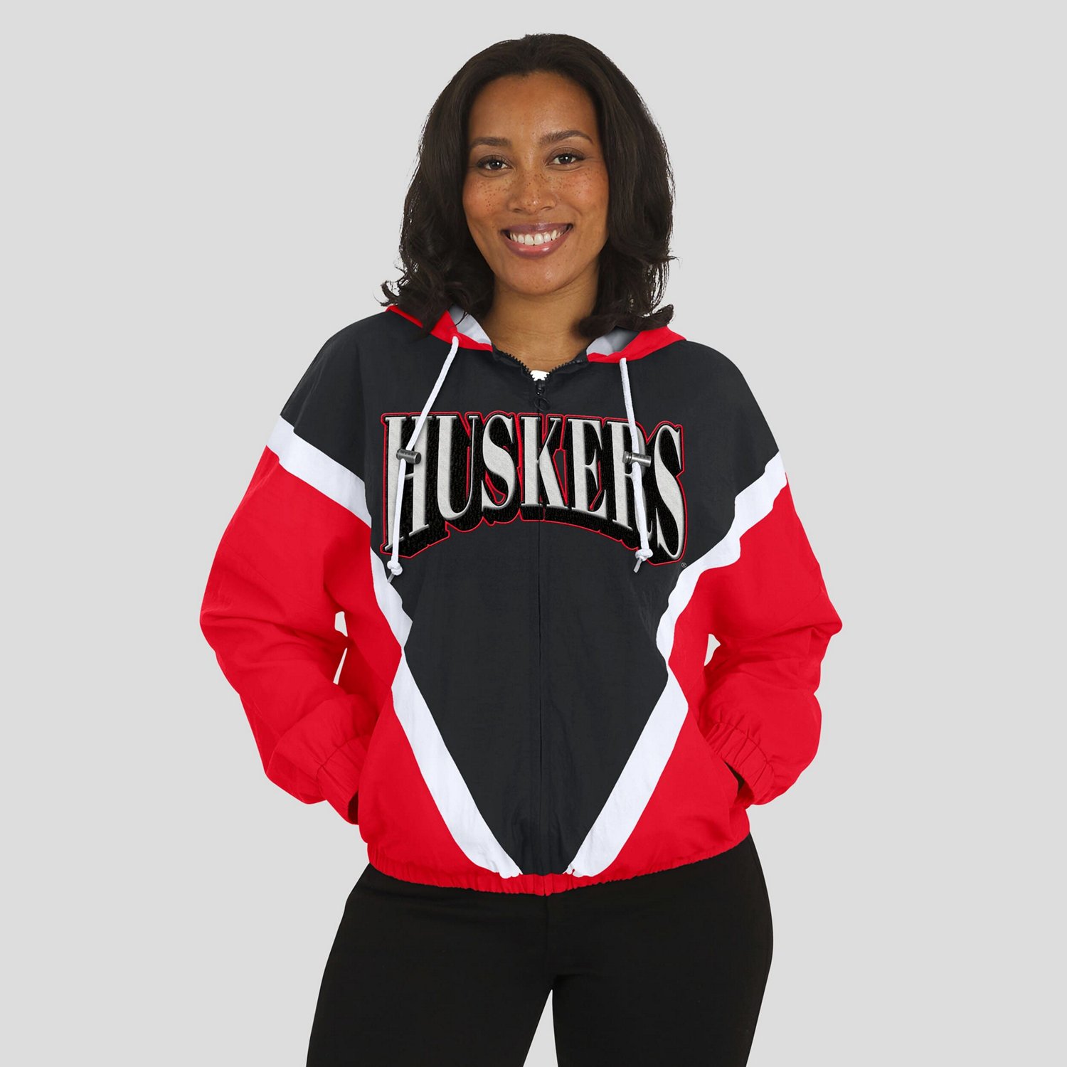 WEAR by Erin Andrews Nebraska Huskers Colorblock Full-Zip Hoodie Windbreaker Jacket - view number 4