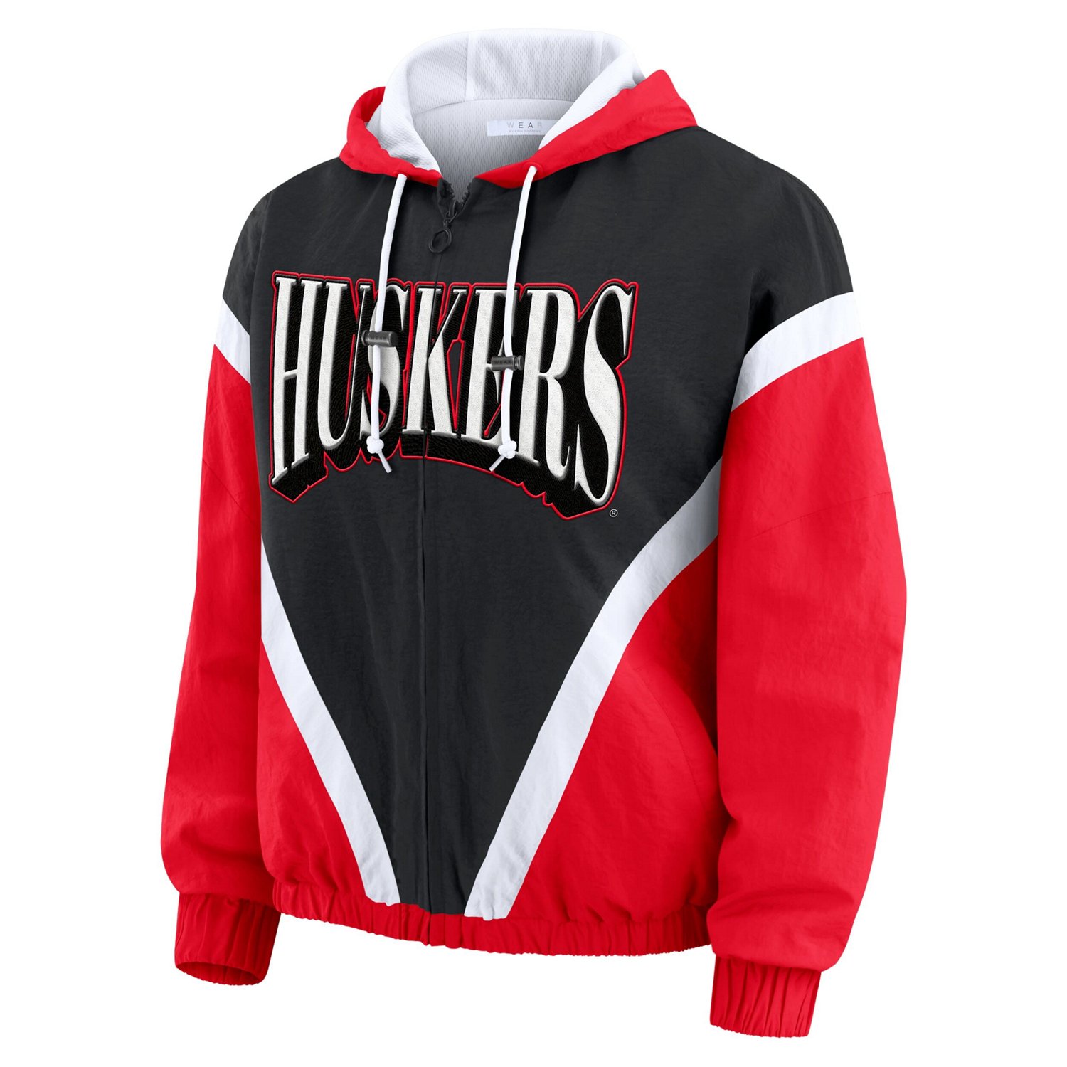 WEAR by Erin Andrews Nebraska Huskers Colorblock Full-Zip Hoodie Windbreaker Jacket - view number 2