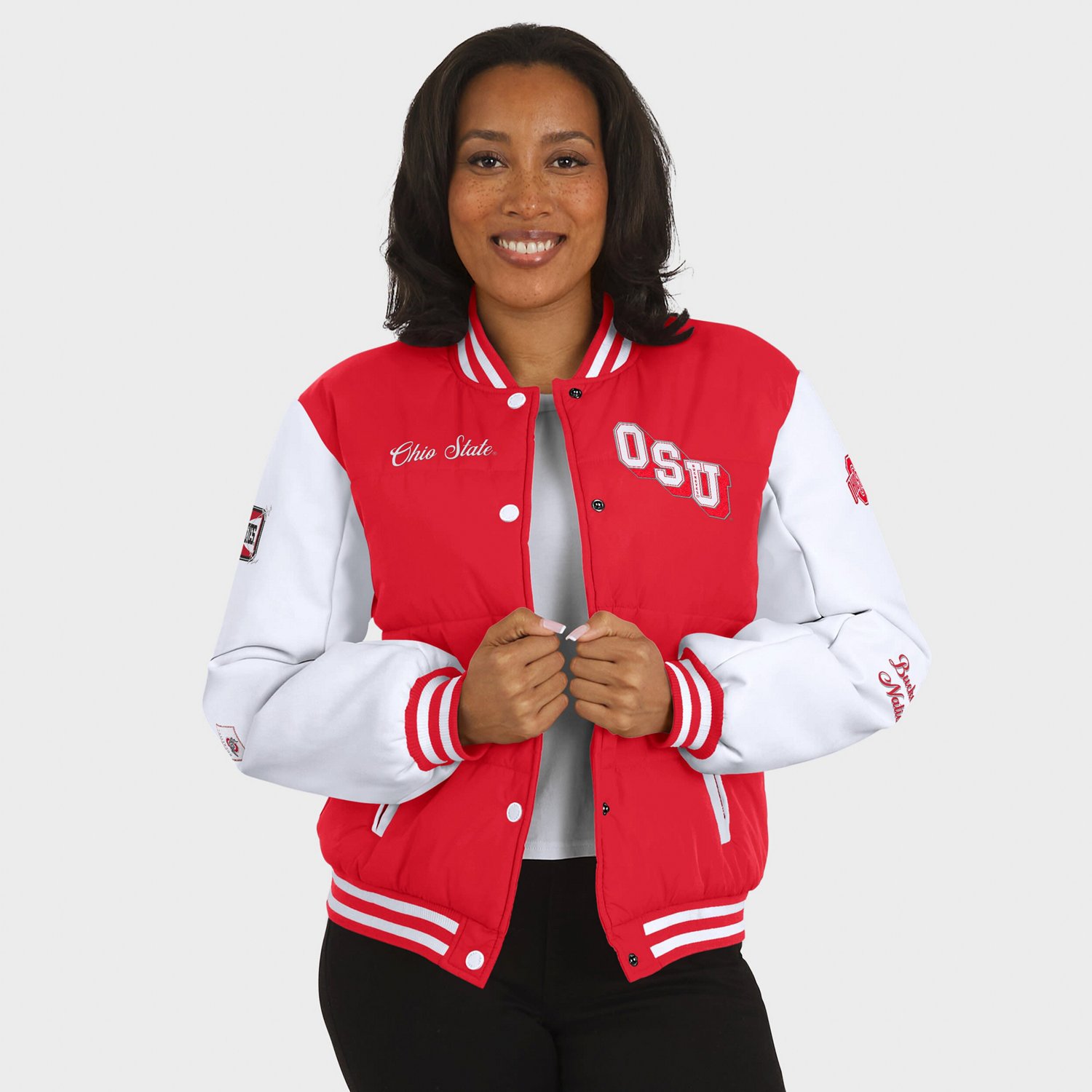 WEAR by Erin Andrews Ohio State Buckeyes Varsity Full-Snap Puffer Jacket - view number 4