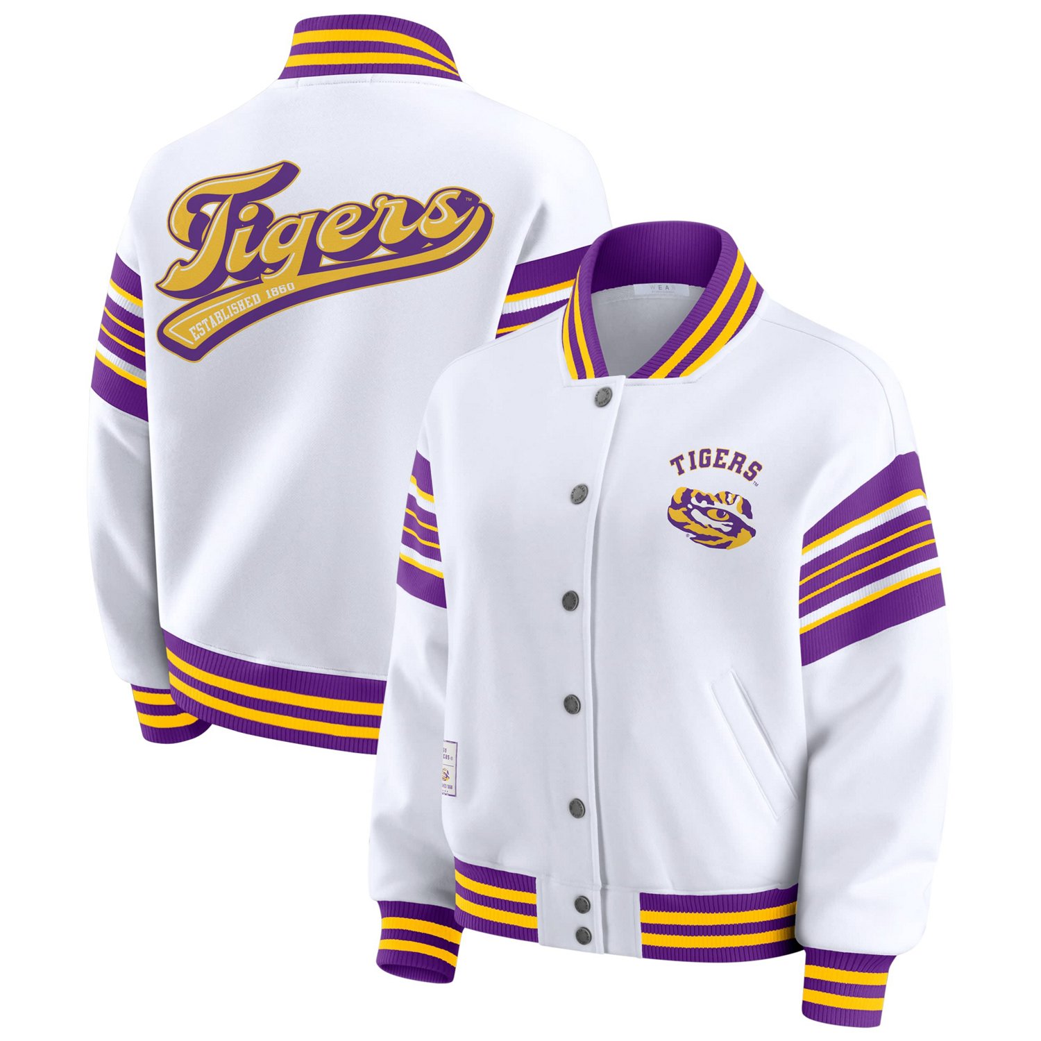 WEAR by Erin Andrews Purple LSU Tigers Satin Stitch Full-Snap Fleece Sweatshirt Jacket - view number 1