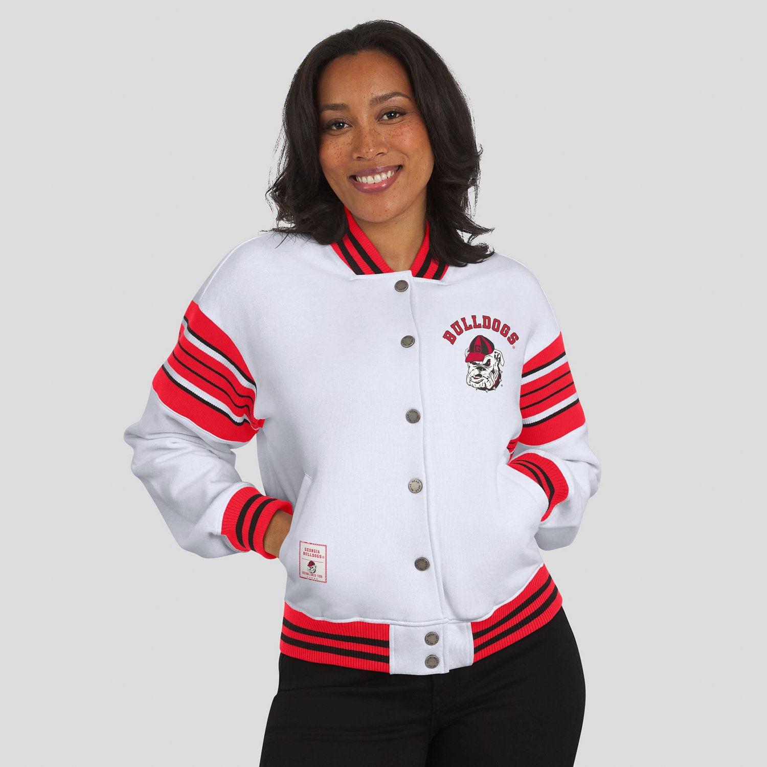 WEAR by Erin Andrews Red Georgia Bulldogs Satin Stitch Full-Snap Fleece Sweatshirt Jacket - view number 4